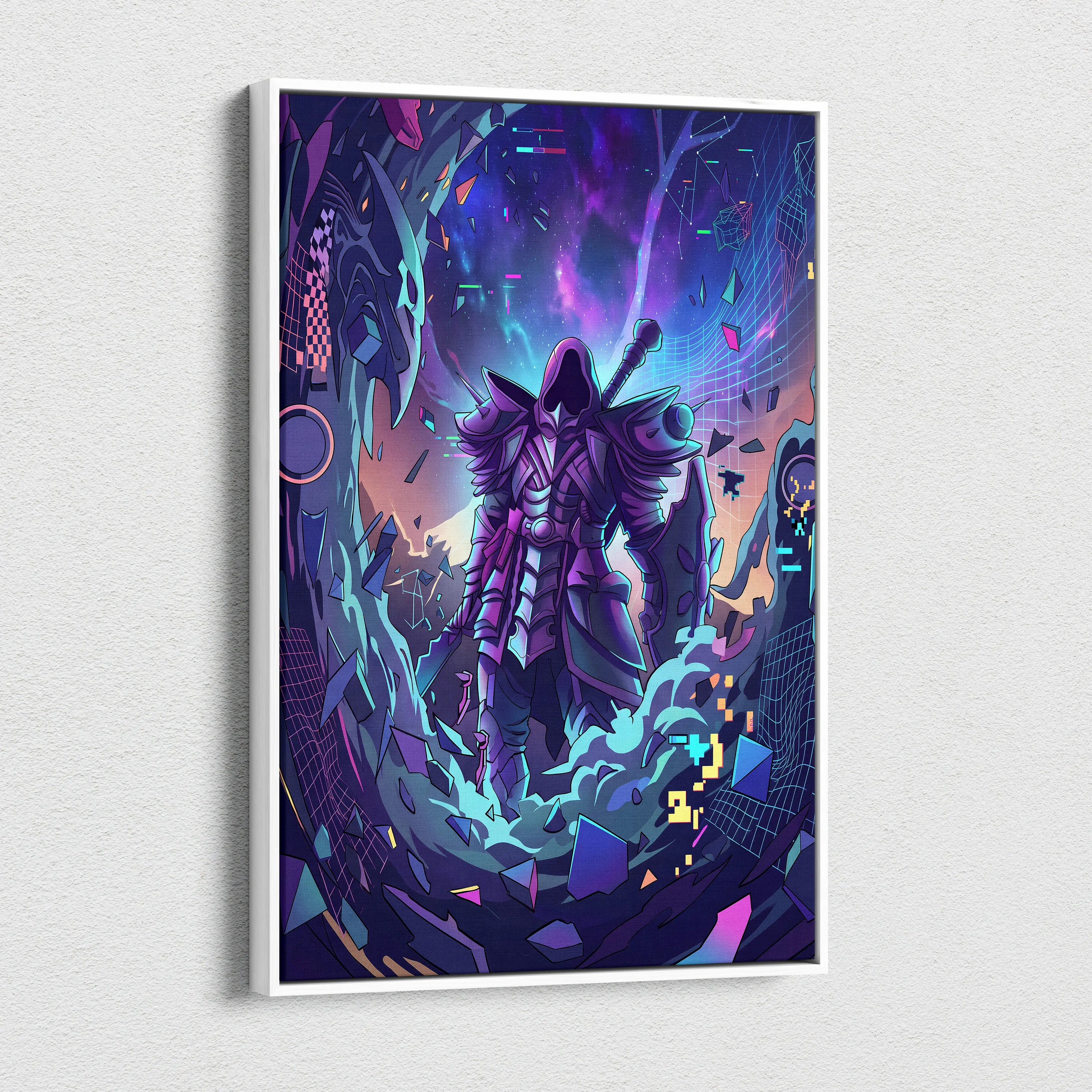 Vaporwave Neon Fantasy Canvas - Vaporwave Fantasy Neon Purple Pink Cyan Living Room Modern Dreamy Mood Wall Art Canvas