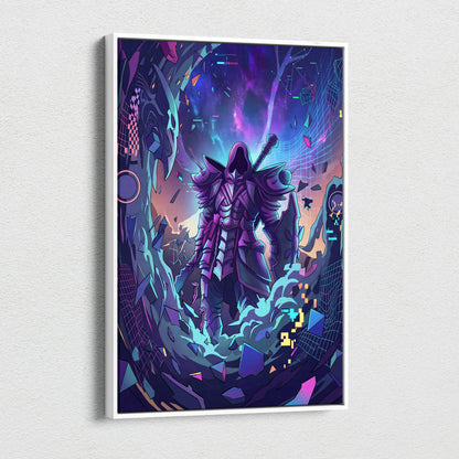 Vaporwave Neon Fantasy Canvas - Vaporwave Fantasy Neon Purple Pink Cyan Living Room Modern Dreamy Mood Wall Art Canvas