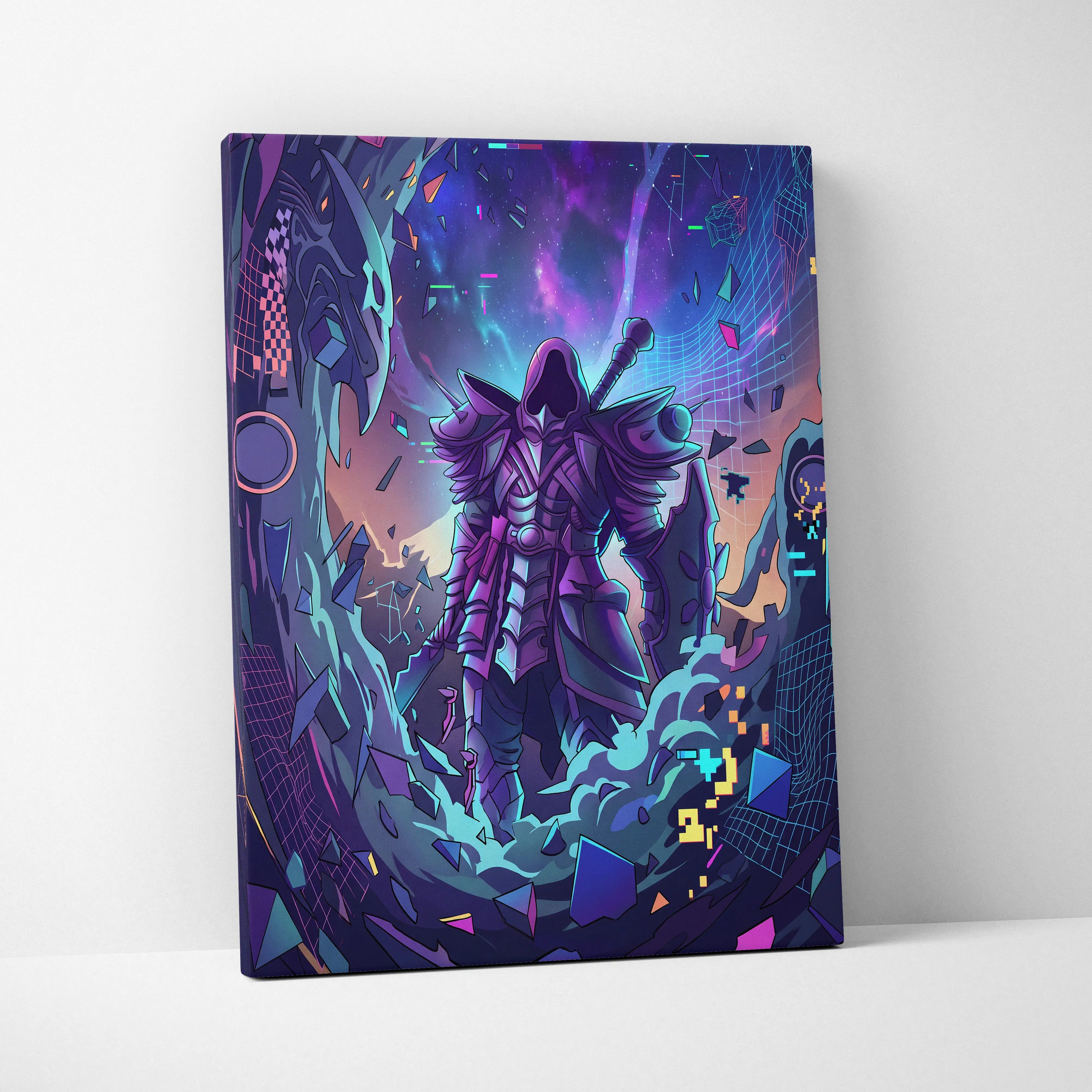 Vaporwave Neon Fantasy Canvas - Vaporwave Fantasy Neon Purple Pink Cyan Living Room Modern Dreamy Mood Wall Art Canvas