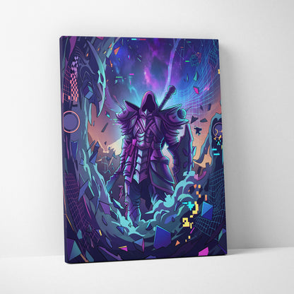 Vaporwave Neon Fantasy Canvas - Vaporwave Fantasy Neon Purple Pink Cyan Living Room Modern Dreamy Mood Wall Art Canvas