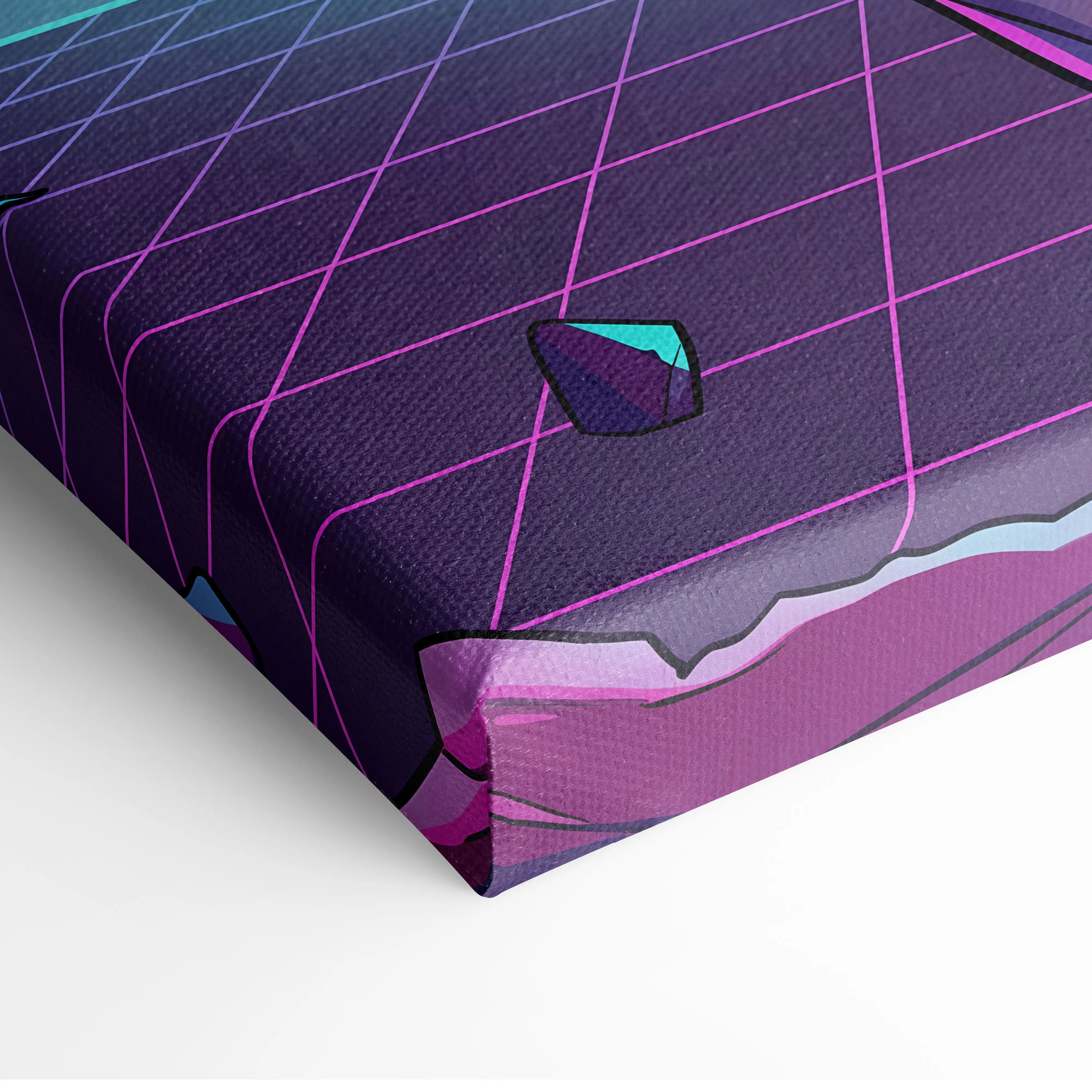 Vaporwave Neon Mirage Canvas - Winged Skeleton Neon Colors For Living Room Vaporwave Moody Surreal Canvas