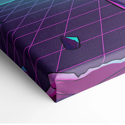 Vaporwave Neon Mirage Canvas - Winged Skeleton Neon Colors For Living Room Vaporwave Moody Surreal Canvas