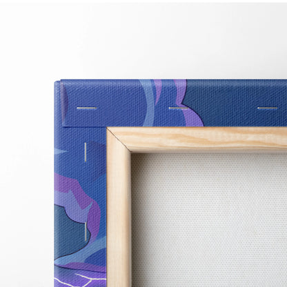 Vaporwave Neon Castle Canvas - Vaporwave Castle Neon Pink Purple Blue Living Room Modern Art Mystical Retro Canvas
