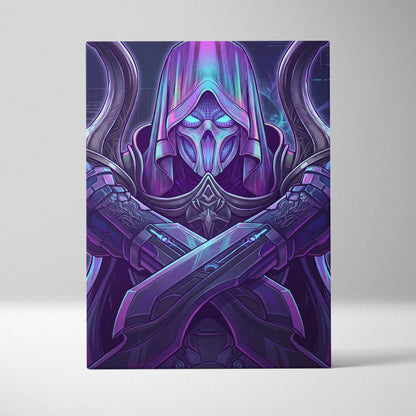 Vaporwave Neon Mystic Canvas - Vaporwave Fantasy Portrait Neon Purple Cyan For Living Room Mystic Neon Mood Cyberpunk