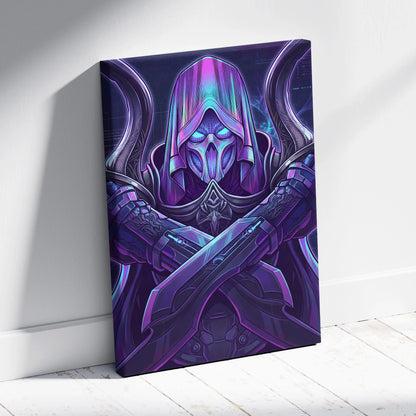 Vaporwave Neon Mystic Canvas - Vaporwave Fantasy Portrait Neon Purple Cyan For Living Room Mystic Neon Mood Cyberpunk
