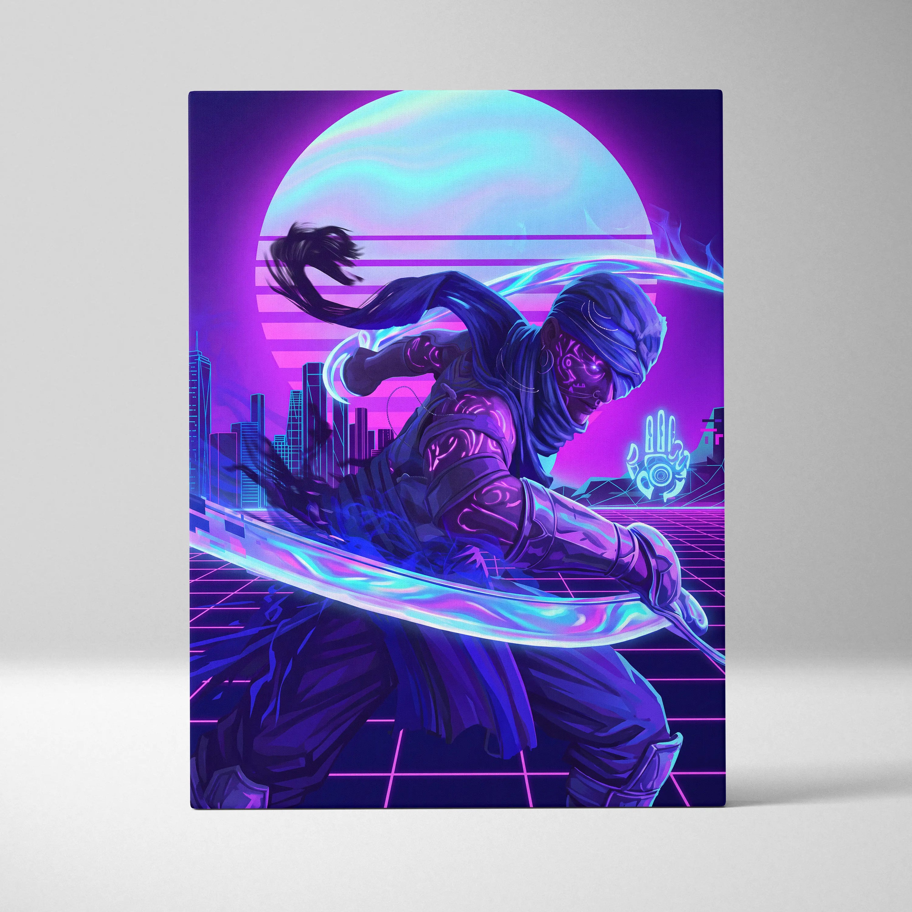 Vaporwave Neon Dream Canvas - Surreal Neon Dancer Living Room Vaporwave Dreamy Nightlife Mood Modern Retro Canvas