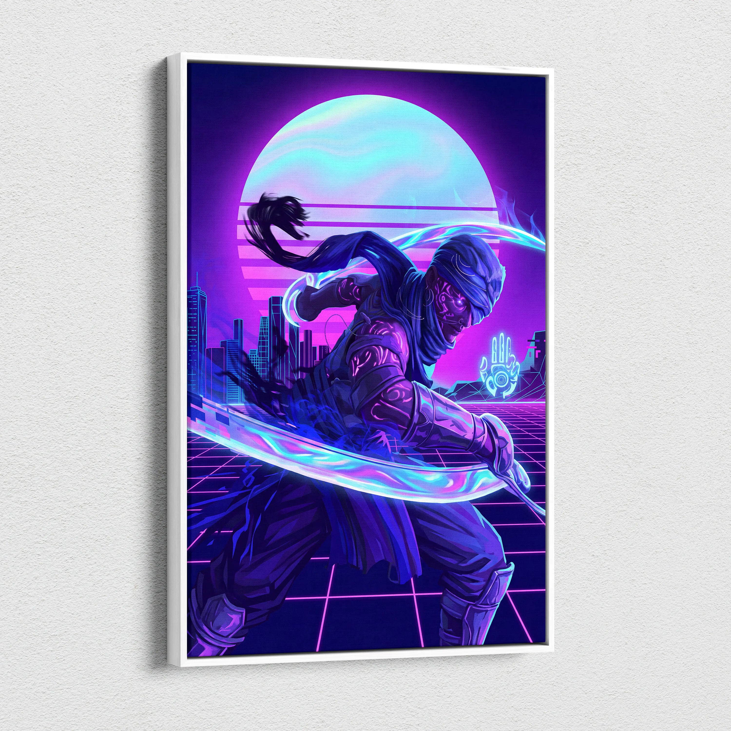 Vaporwave Neon Dream Canvas - Surreal Neon Dancer Living Room Vaporwave Dreamy Nightlife Mood Modern Retro Canvas