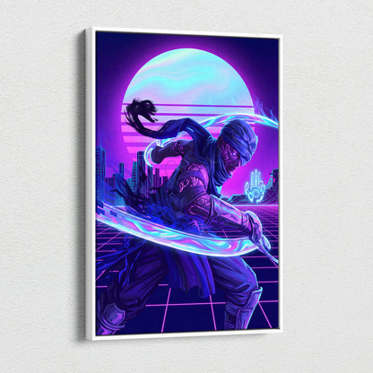 Vaporwave Neon Dream Canvas - Surreal Neon Dancer Living Room Vaporwave Dreamy Nightlife Mood Modern Retro Canvas