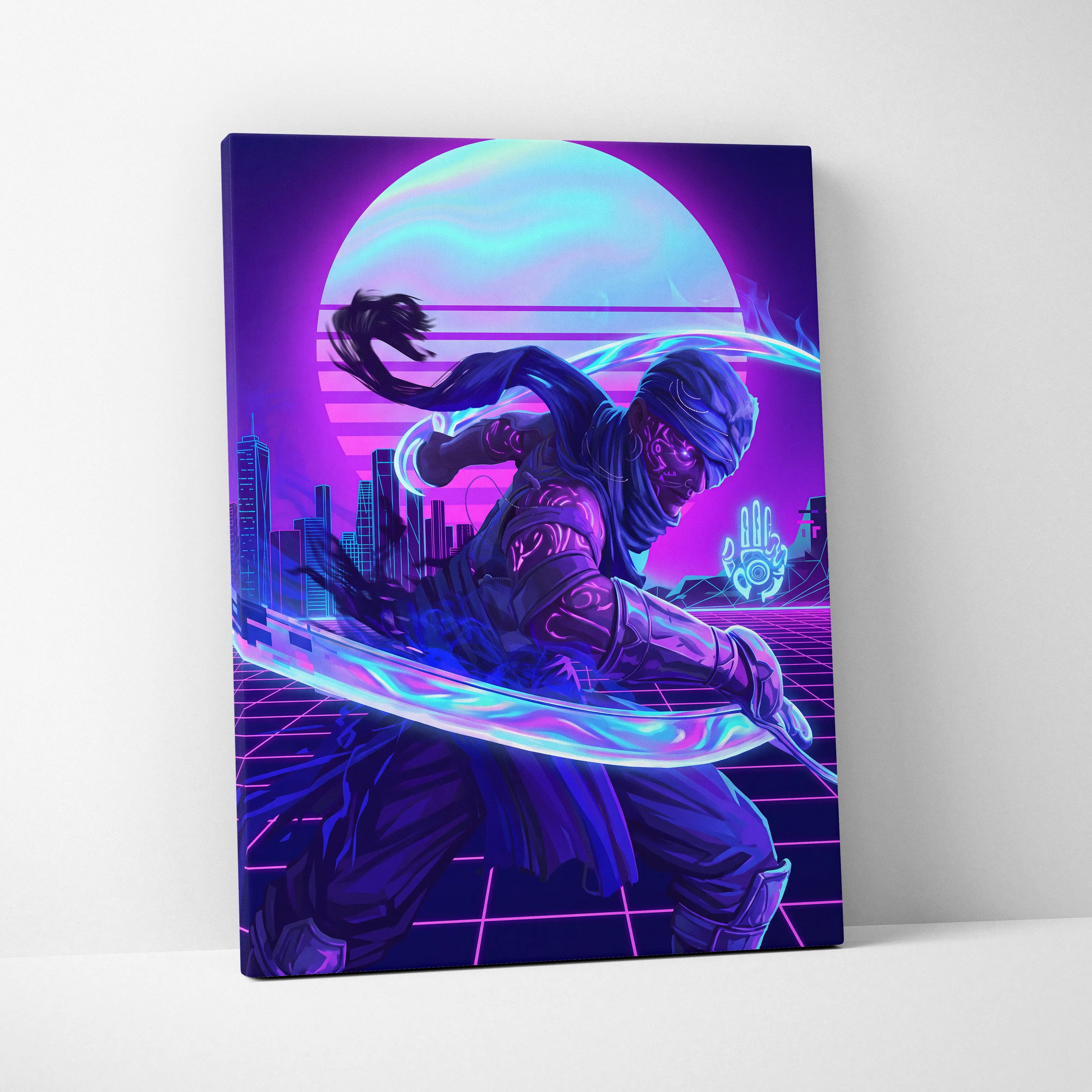 Vaporwave Neon Dream Canvas - Surreal Neon Dancer Living Room Vaporwave Dreamy Nightlife Mood Modern Retro Canvas