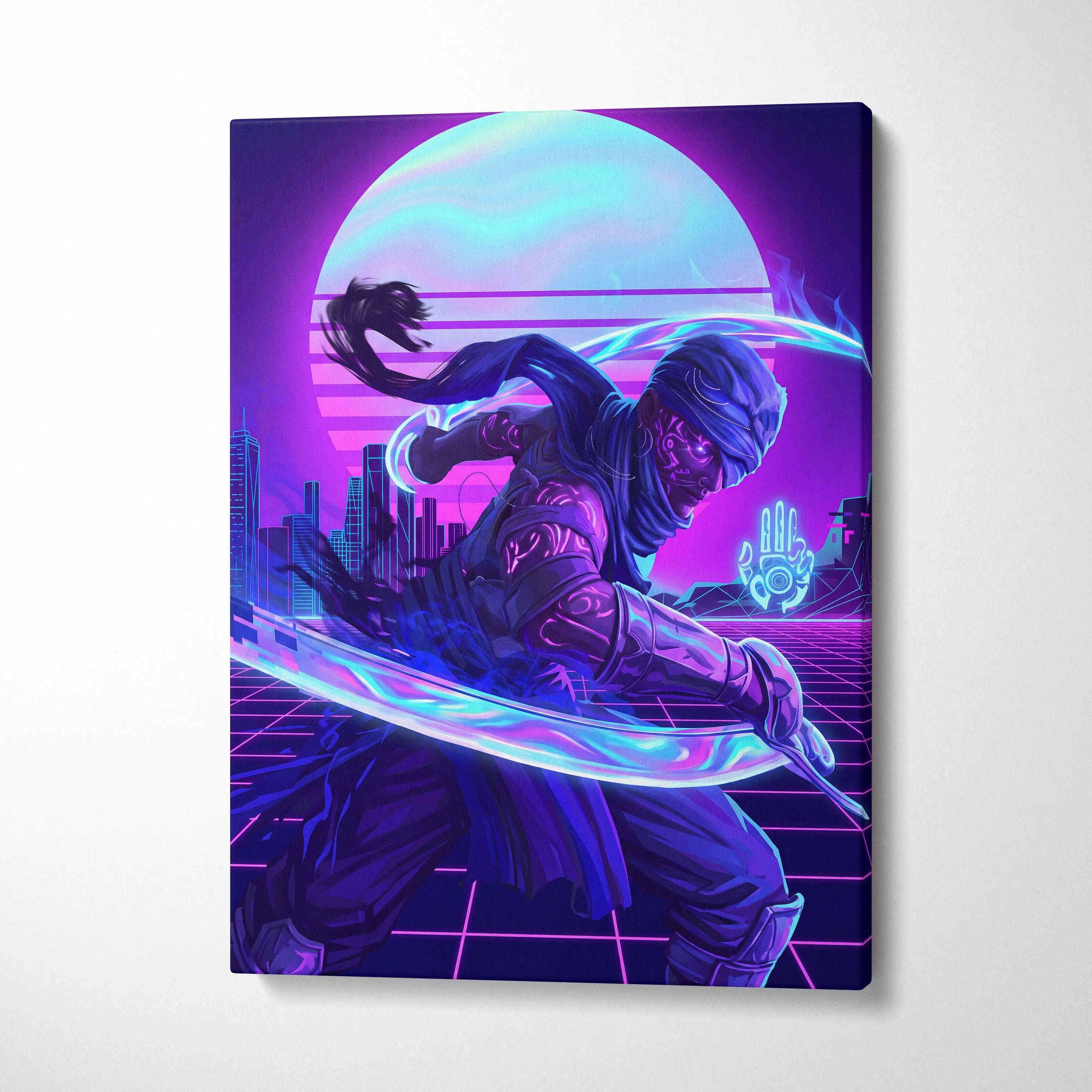 Vaporwave Neon Dream Canvas - Surreal Neon Dancer Living Room Vaporwave Dreamy Nightlife Mood Modern Retro Canvas