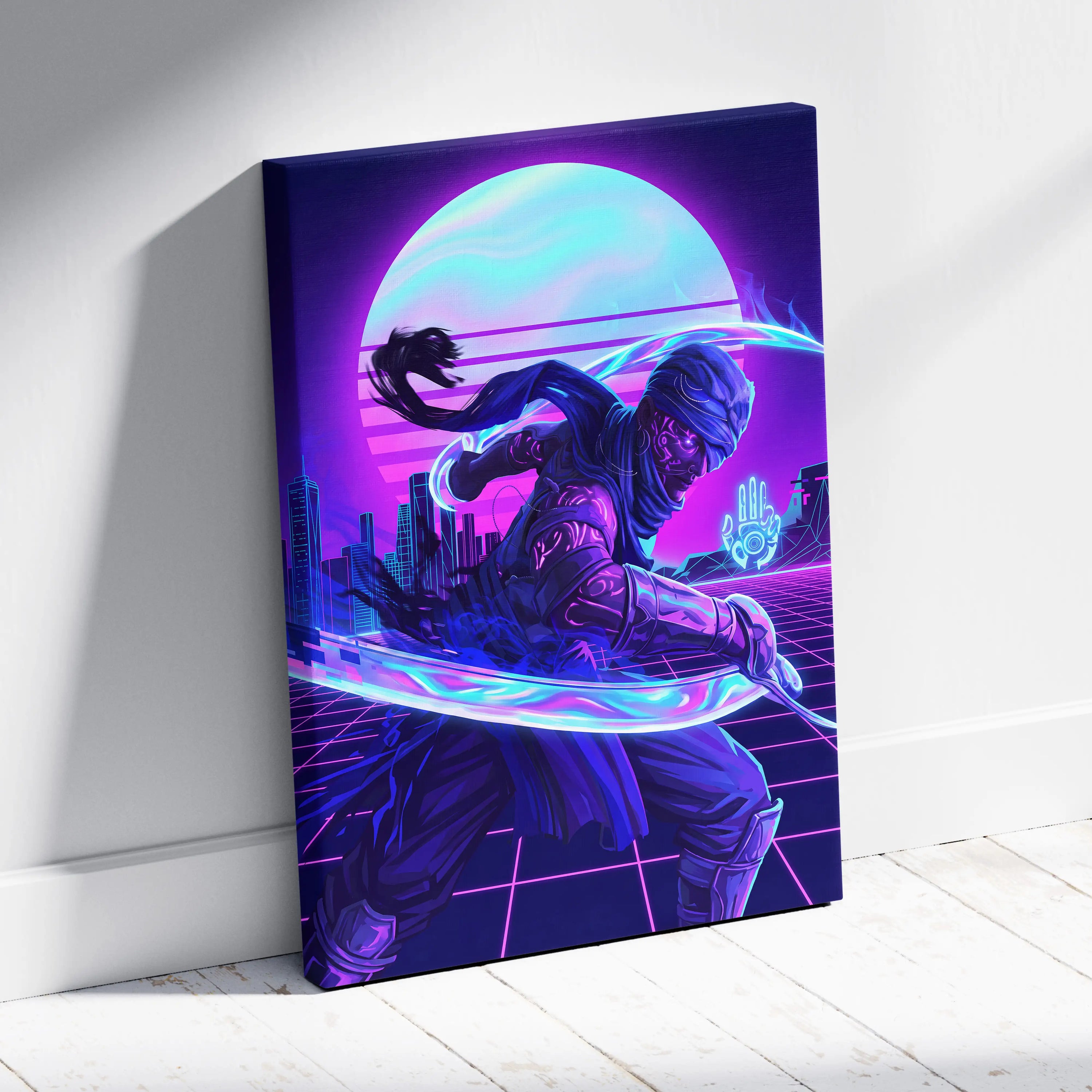 Vaporwave Neon Dream Canvas - Surreal Neon Dancer Living Room Vaporwave Dreamy Nightlife Mood Modern Retro Canvas