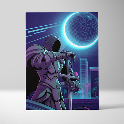 Vaporwave Neon Odyssey Canvas - Vaporwave Canvas Neon Blue Pink Living Room Futurism Moody Cyberpunk Canvas