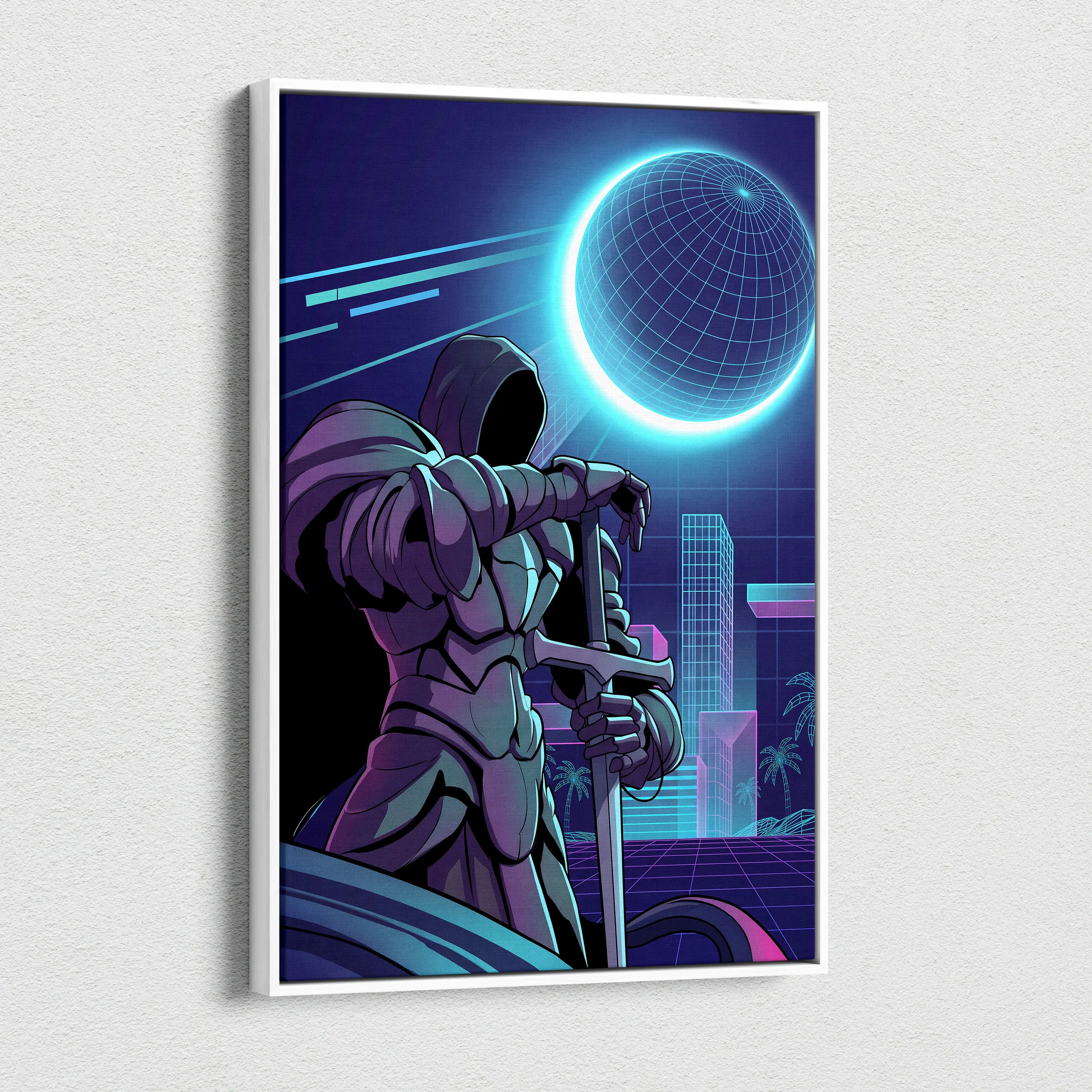 Vaporwave Neon Odyssey Canvas - Vaporwave Canvas Neon Blue Pink Living Room Futurism Moody Cyberpunk Canvas