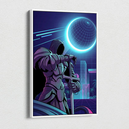 Vaporwave Neon Odyssey Canvas - Vaporwave Canvas Neon Blue Pink Living Room Futurism Moody Cyberpunk Canvas
