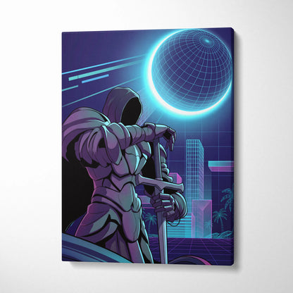 Vaporwave Neon Odyssey Canvas - Vaporwave Canvas Neon Blue Pink Living Room Futurism Moody Cyberpunk Canvas