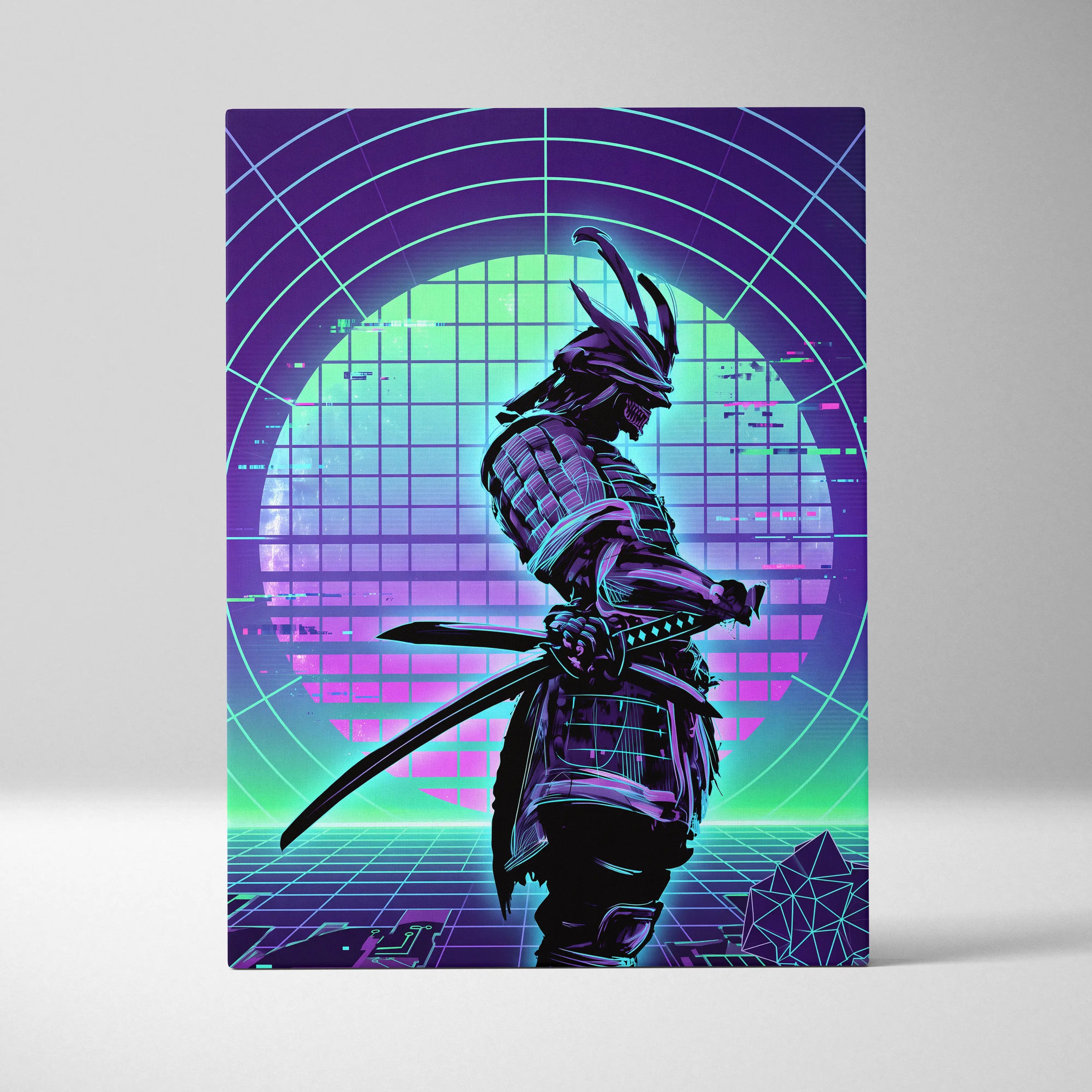 Neon Vaporwave Nightscape Canvas - Snowboarder Pink Turquoise Living Room Vaporwave Dreamy Retro-Futurist Wall Art Canvas