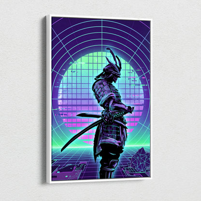 Neon Vaporwave Nightscape Canvas - Snowboarder Pink Turquoise Living Room Vaporwave Dreamy Retro-Futurist Wall Art Canvas