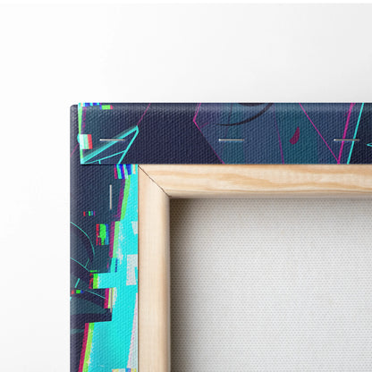 Vaporwave Neon Noir Canvas - Vaporwave Silhouette Neon Teal Magenta Living Room Retrofuture Neon Glitch Poster Canvas