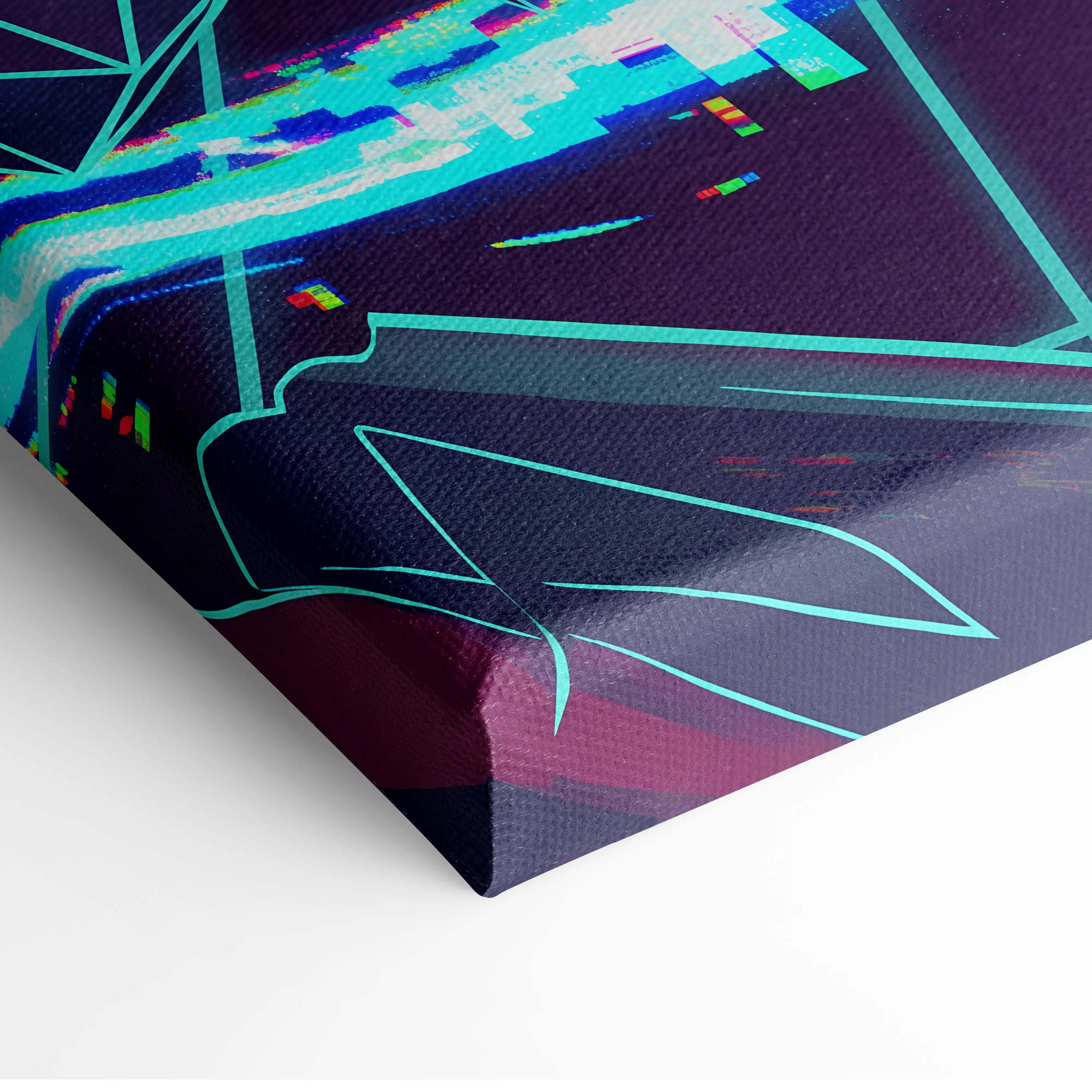 Vaporwave Neon Noir Canvas - Vaporwave Silhouette Neon Teal Magenta Living Room Retrofuture Neon Glitch Poster Canvas