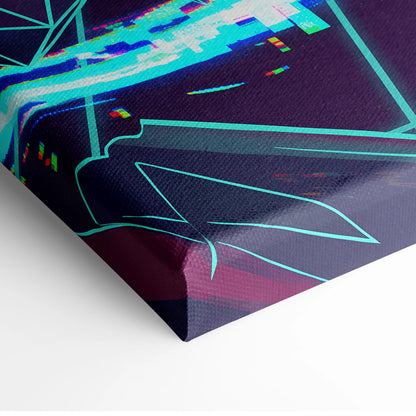 Vaporwave Neon Noir Canvas - Vaporwave Silhouette Neon Teal Magenta Living Room Retrofuture Neon Glitch Poster Canvas