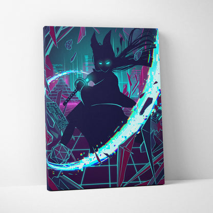 Vaporwave Neon Noir Canvas - Vaporwave Silhouette Neon Teal Magenta Living Room Retrofuture Neon Glitch Poster Canvas