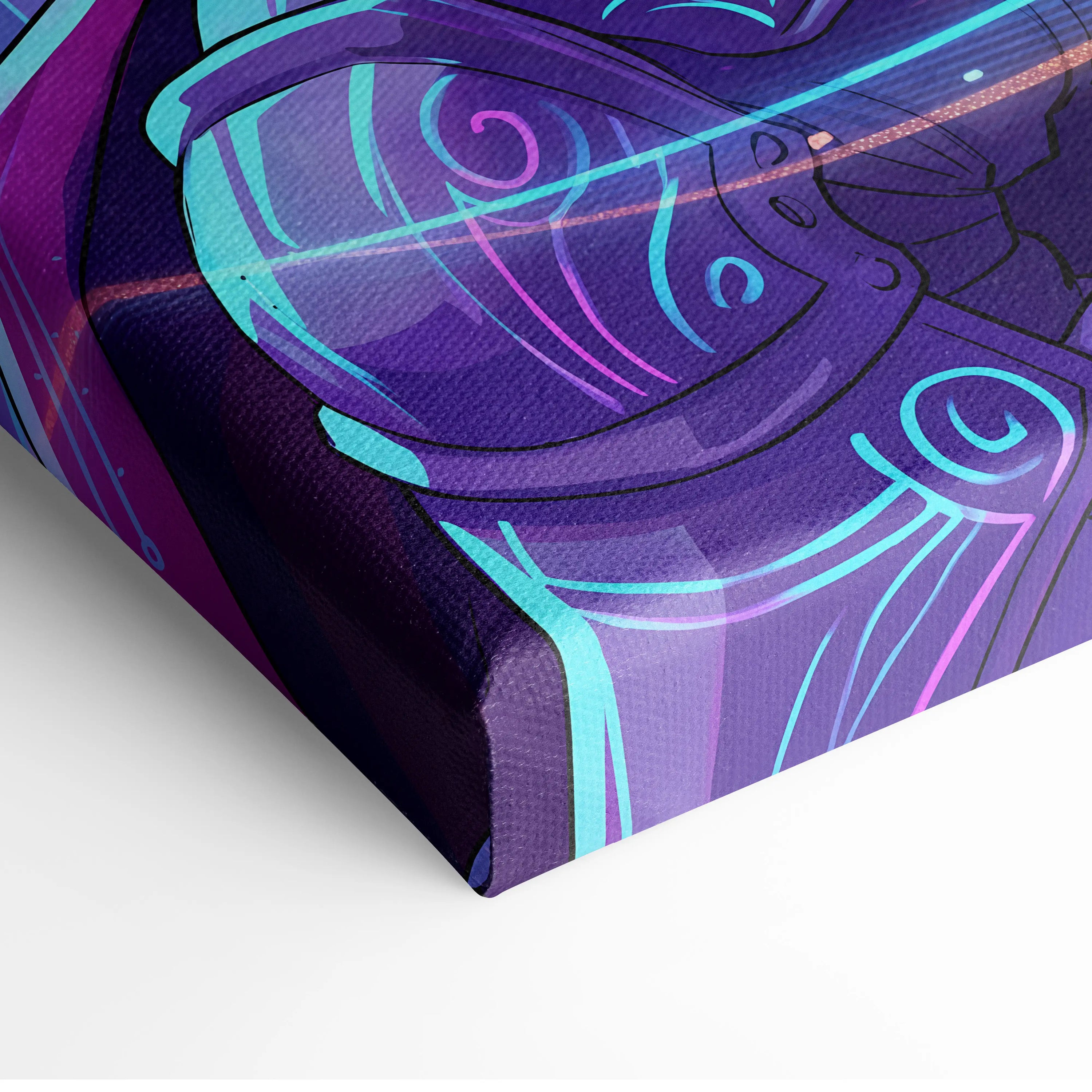 Vaporwave Knight Neon Canvas - Knight Neon Purple Pink Blue Living Room Vaporwave Art Moody Retro-Futurism Neon Aesthetic Canvas Print
