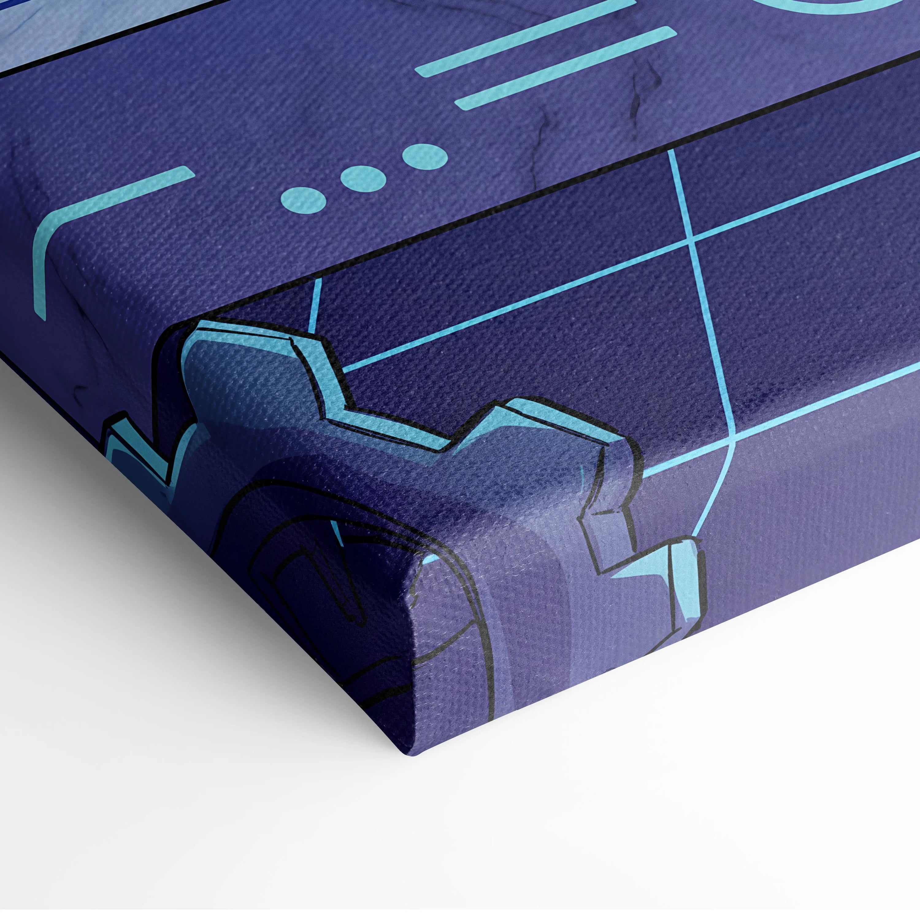 Vaporwave Wings Neon Canvas - Winged Warrior Neon Blues Purples Living Room Mystical Mood Vaporwave Neon Wall Canvas