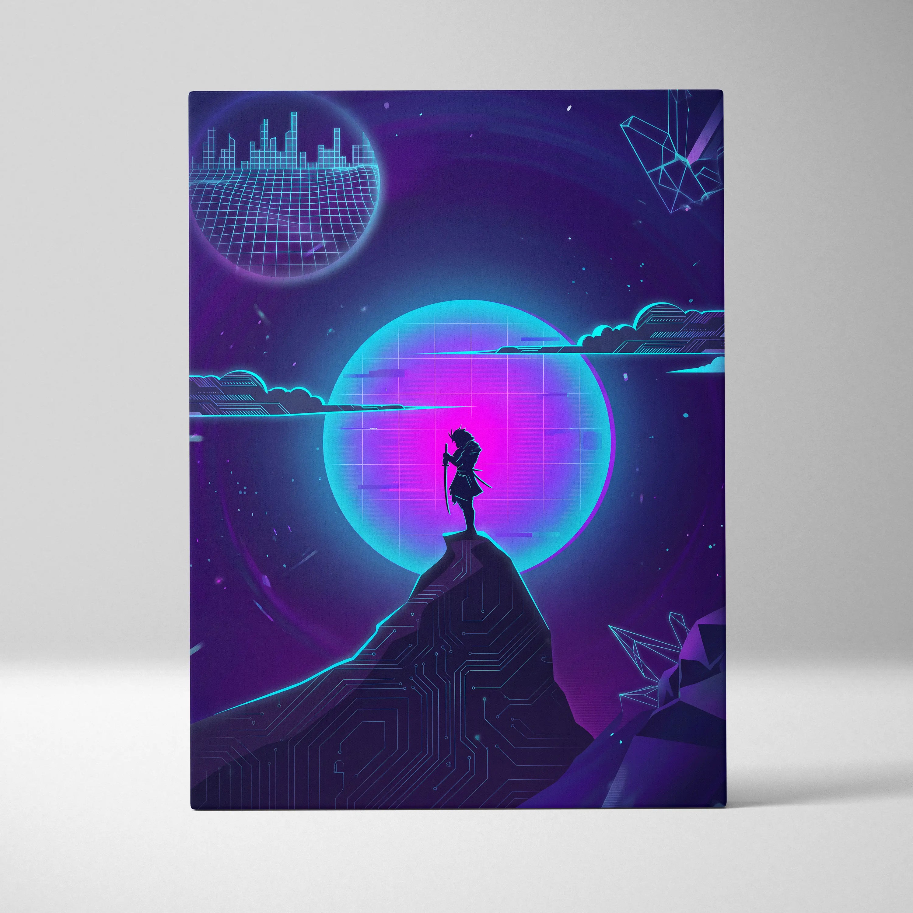 Vaporwave Neon Dream Canvas - Vaporwave Neon Pink Living Room Retro Futurism → Dreamy Mood Neon Glow Wall Art Canvas