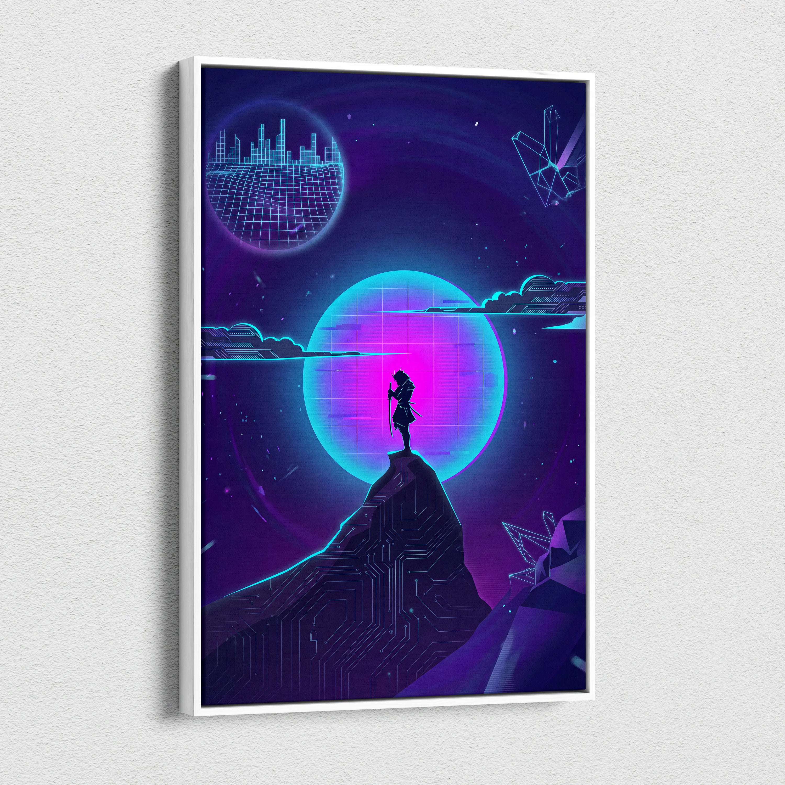 Vaporwave Neon Dream Canvas - Vaporwave Neon Pink Living Room Retro Futurism → Dreamy Mood Neon Glow Wall Art Canvas