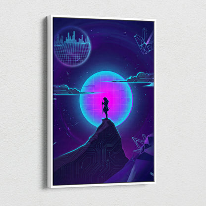 Vaporwave Neon Dream Canvas - Vaporwave Neon Pink Living Room Retro Futurism → Dreamy Mood Neon Glow Wall Art Canvas