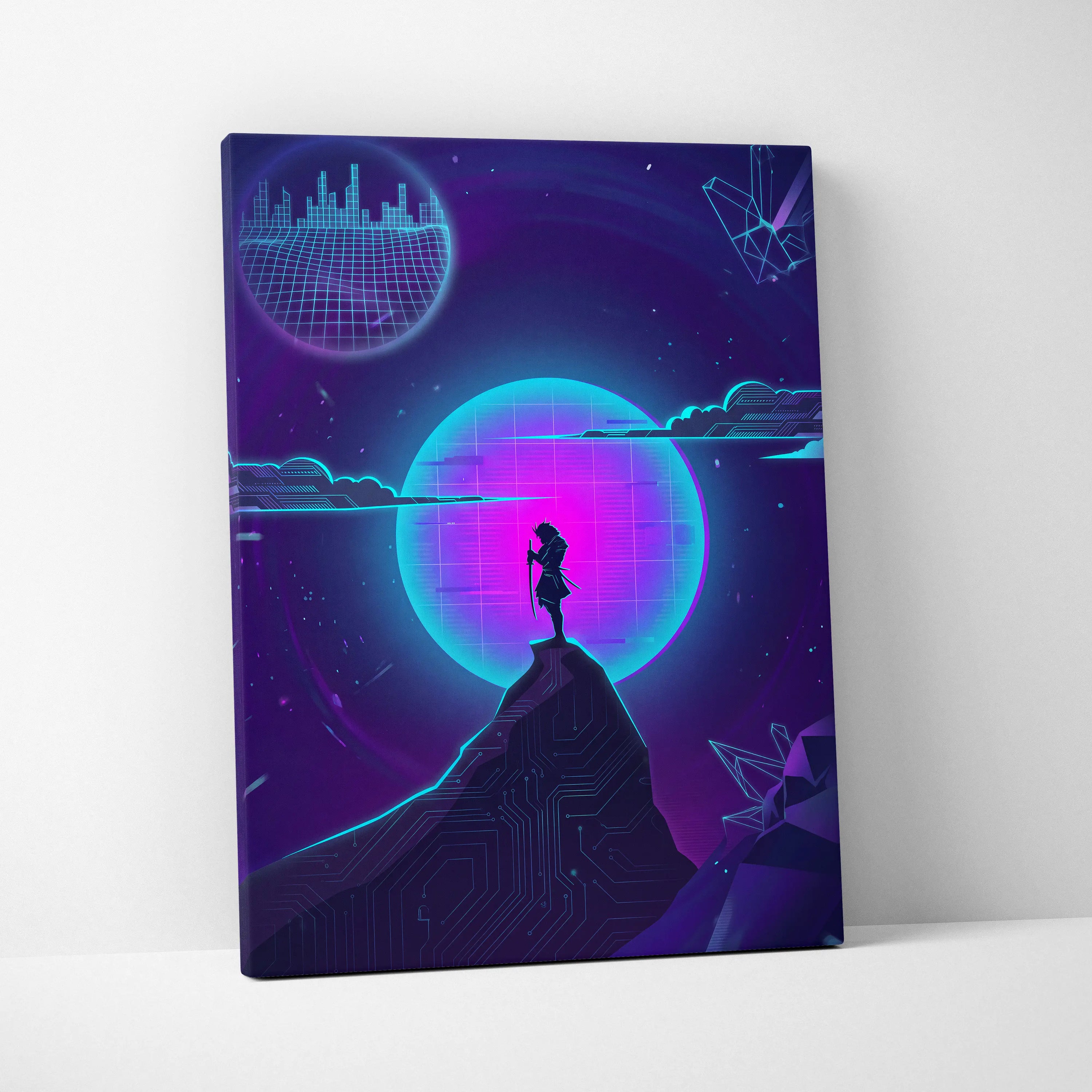 Vaporwave Neon Dream Canvas - Vaporwave Neon Pink Living Room Retro Futurism → Dreamy Mood Neon Glow Wall Art Canvas