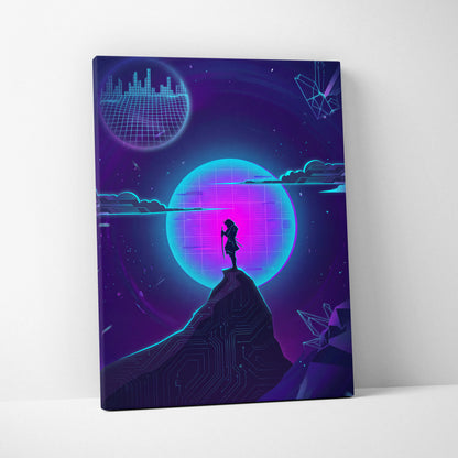 Vaporwave Neon Dream Canvas - Vaporwave Neon Pink Living Room Retro Futurism → Dreamy Mood Neon Glow Wall Art Canvas