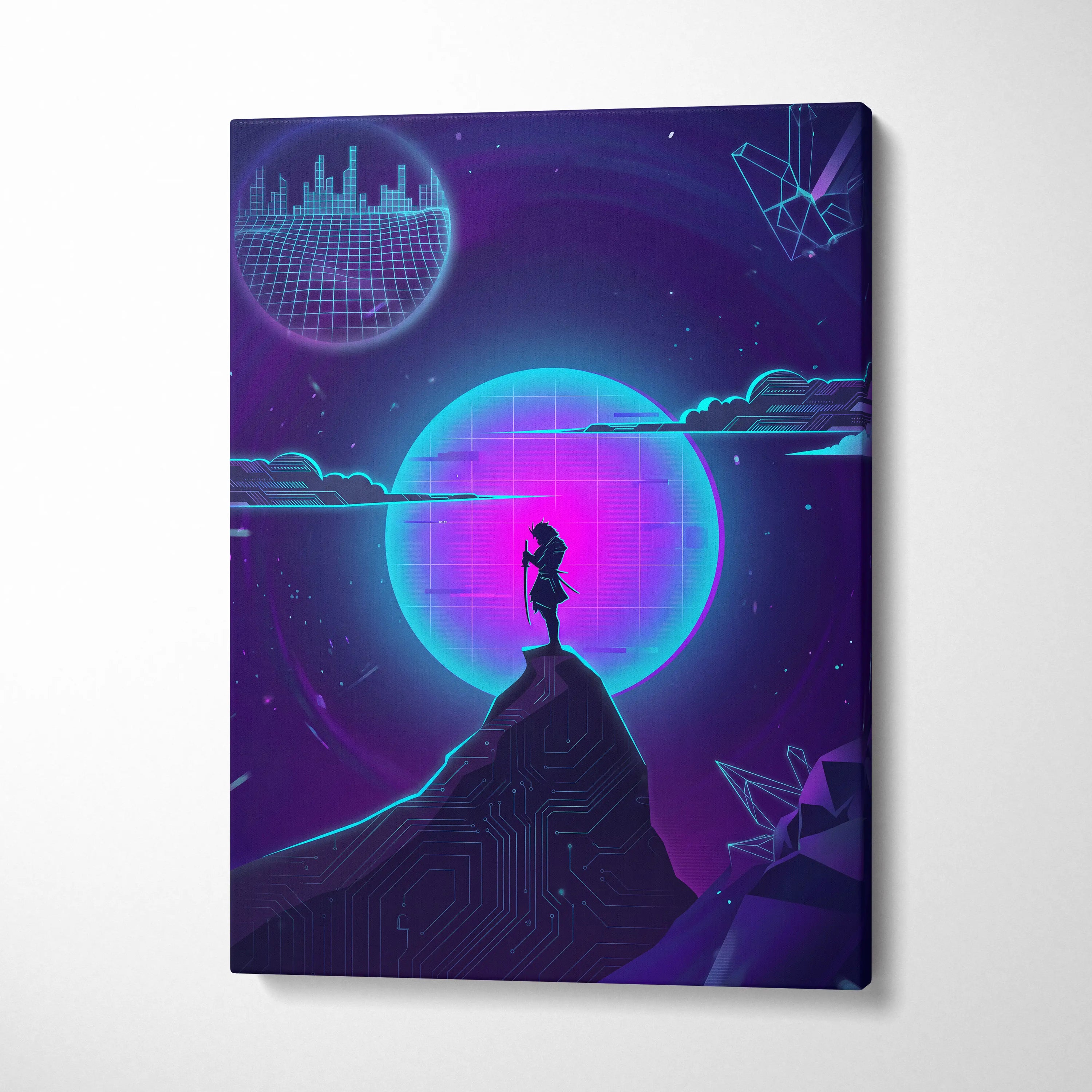 Vaporwave Neon Dream Canvas - Vaporwave Neon Pink Living Room Retro Futurism → Dreamy Mood Neon Glow Wall Art Canvas