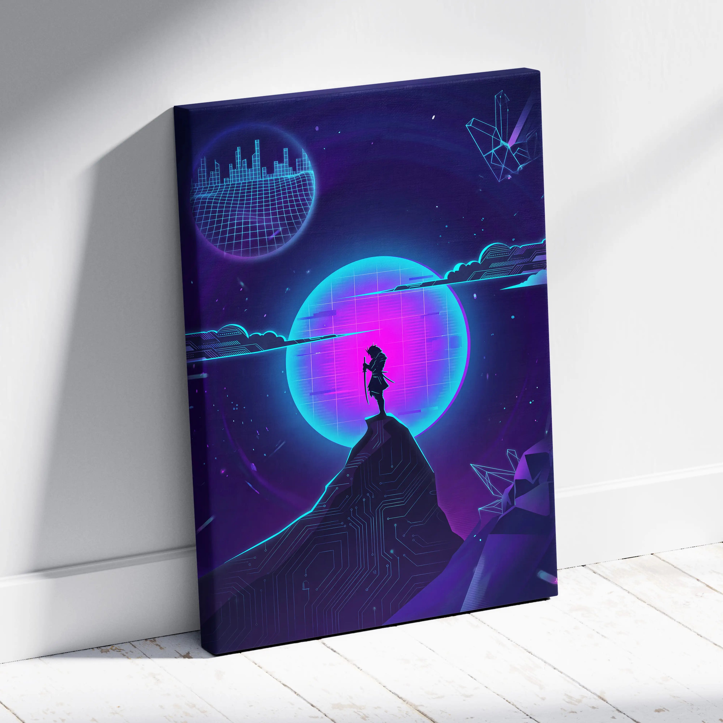 Vaporwave Neon Dream Canvas - Vaporwave Neon Pink Living Room Retro Futurism → Dreamy Mood Neon Glow Wall Art Canvas