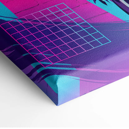 Vaporwave Neon Dragon Art - Dragon Neon Pink Purple Blue Living Room Vaporwave Mystical Neon Cyberpunk Wall Art Canvas
