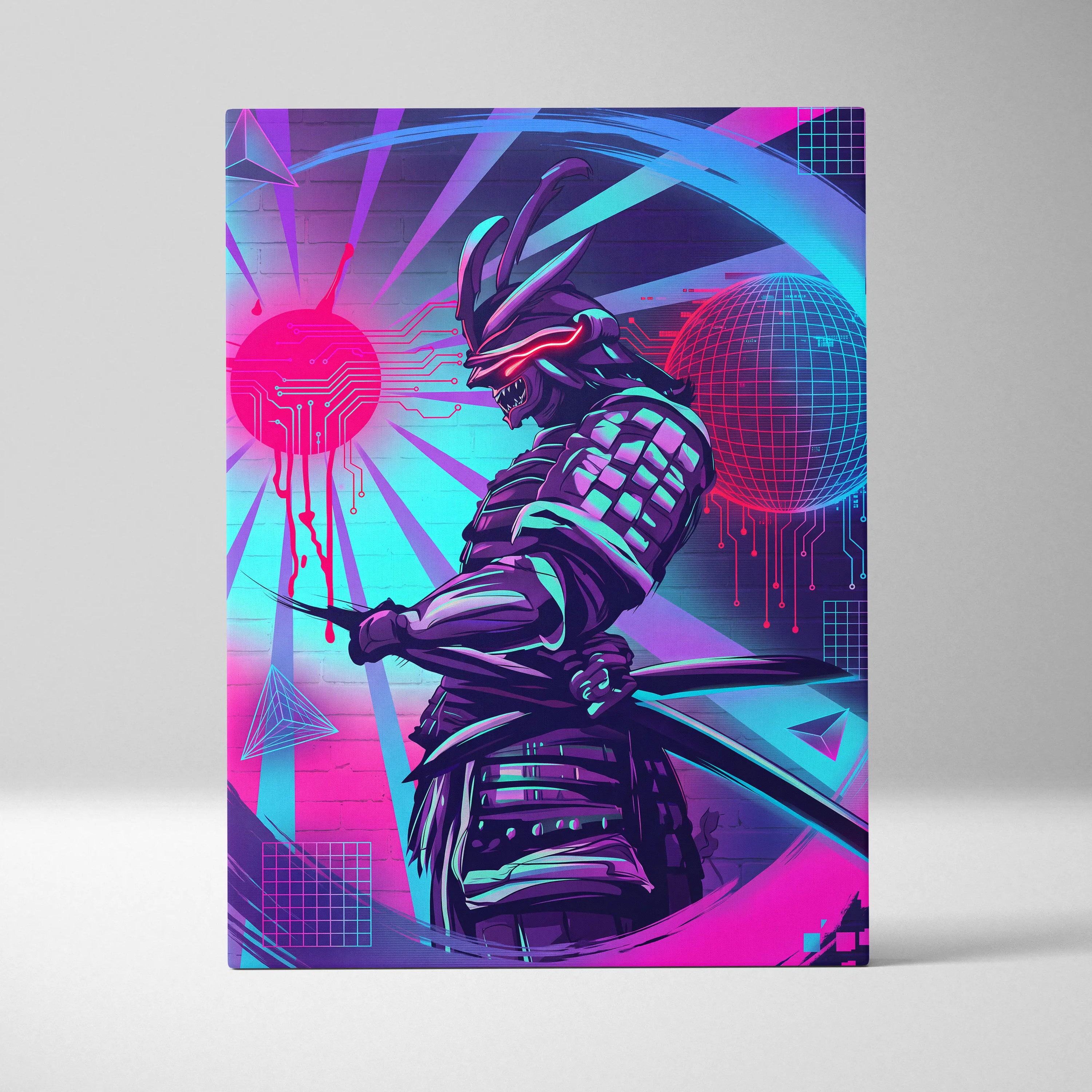 Vaporwave Neon Dragon Art - Dragon Neon Pink Purple Blue Living Room Vaporwave Mystical Neon Cyberpunk Wall Art Canvas