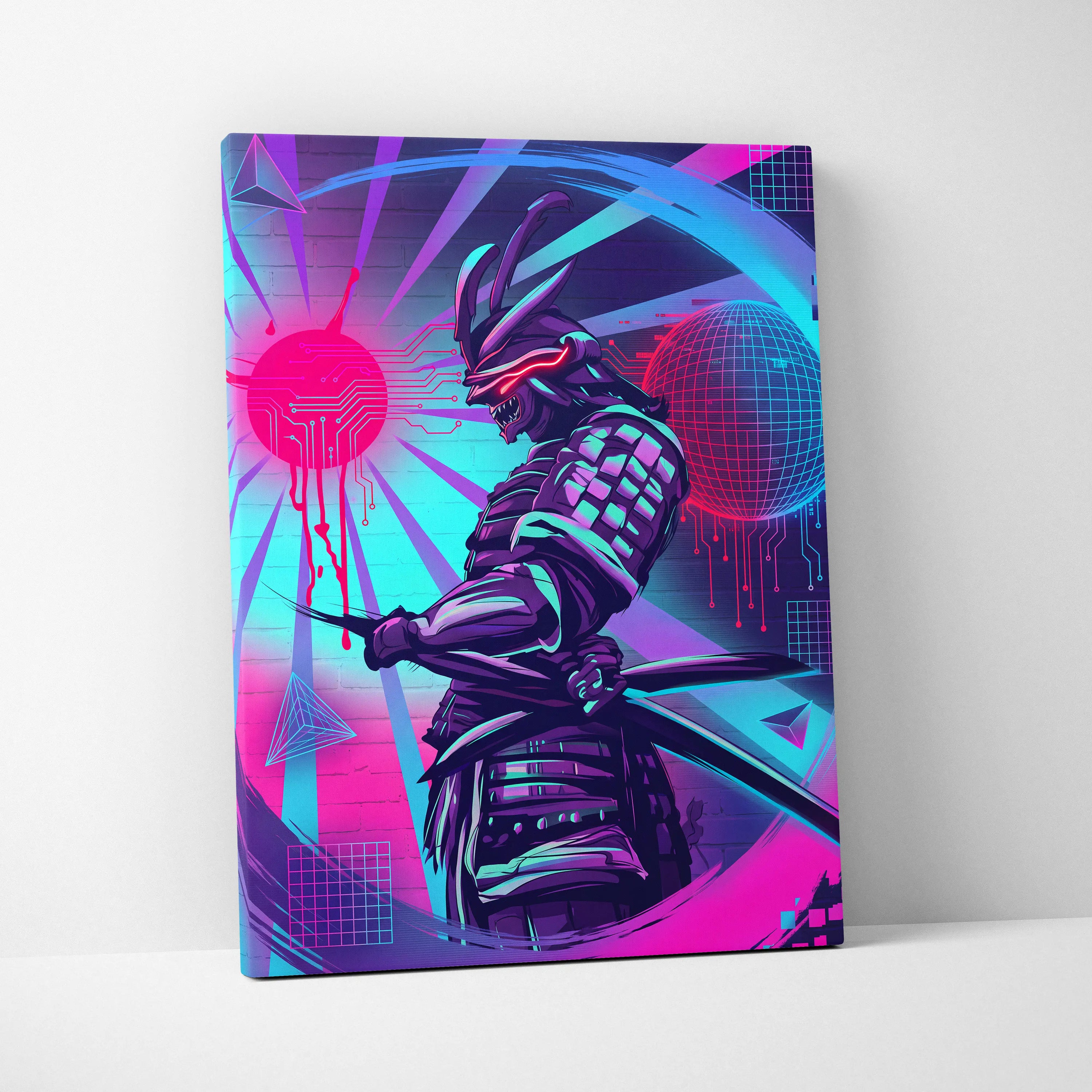 Vaporwave Neon Dragon Art - Dragon Neon Pink Purple Blue Living Room Vaporwave Mystical Neon Cyberpunk Wall Art Canvas