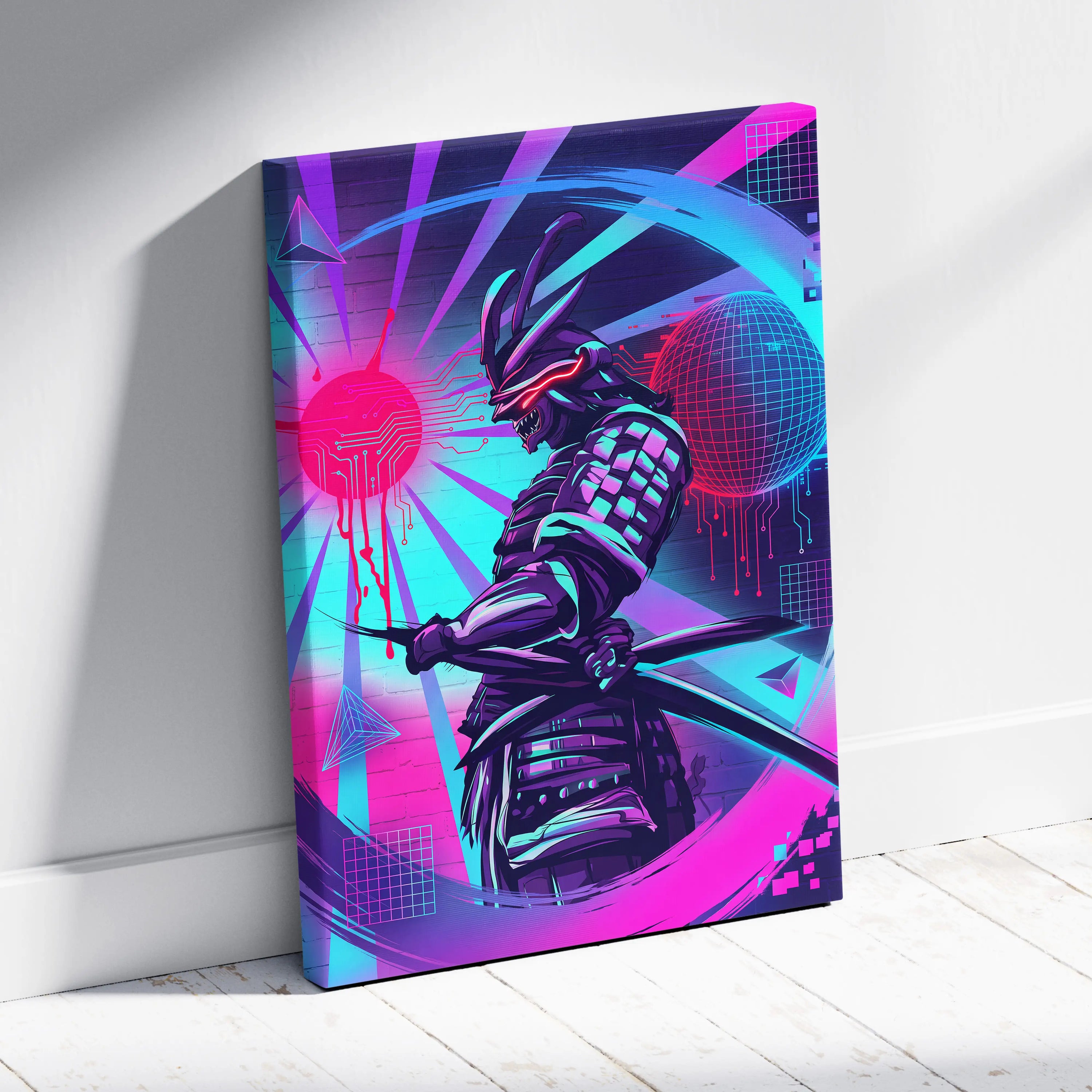 Vaporwave Neon Dragon Art - Dragon Neon Pink Purple Blue Living Room Vaporwave Mystical Neon Cyberpunk Wall Art Canvas