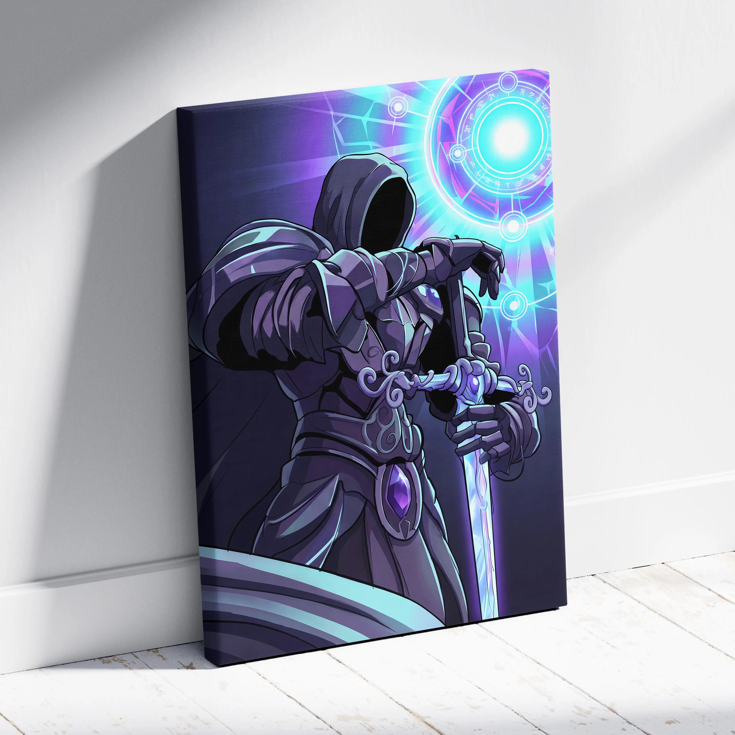 Vaporwave Neon Odyssey Canvas - Vaporwave Neon Purple Blue Living Room Retro Futurism Dreamy Mood Decor Vaporwave Art