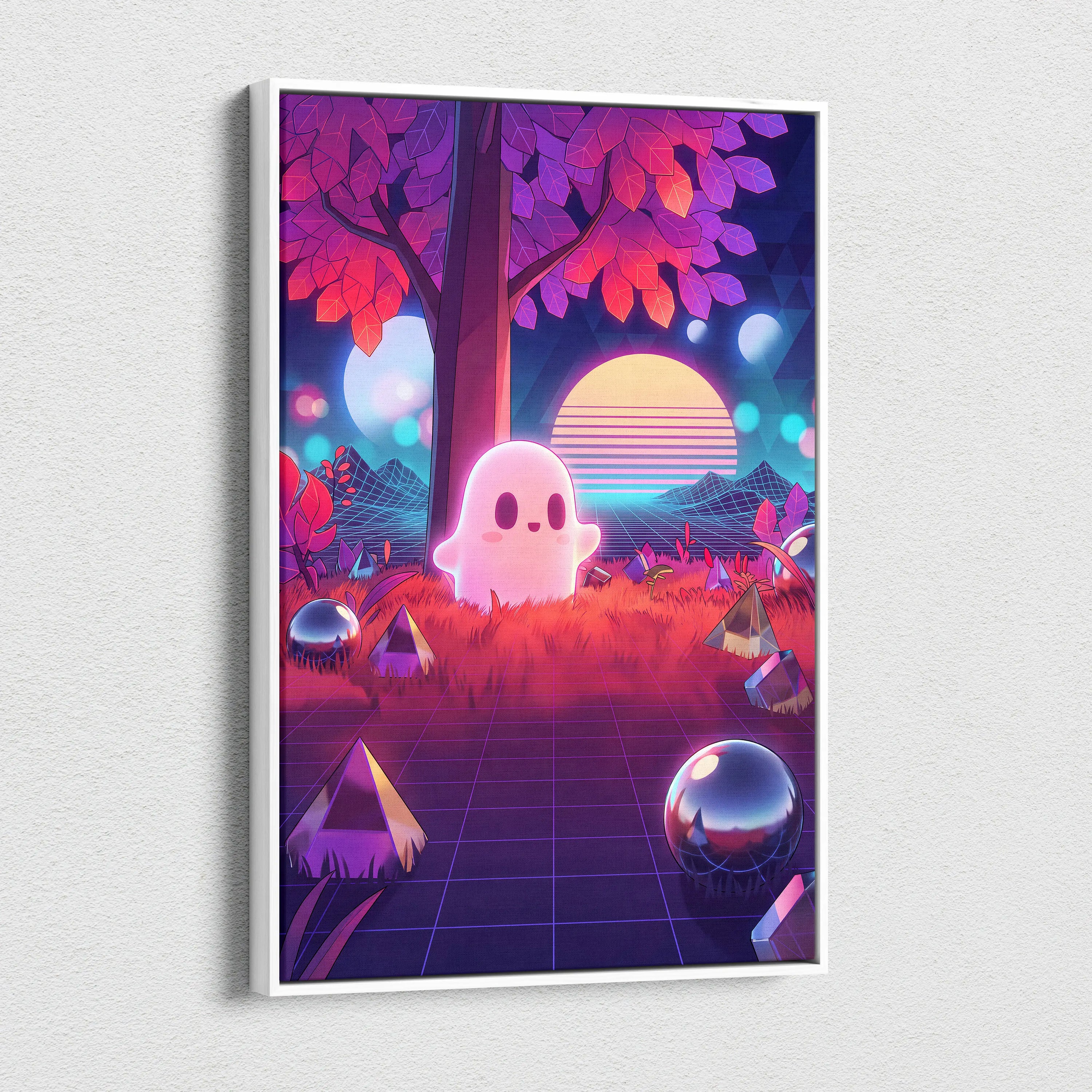Vaporwave Neon Dream Canvas - Vaporwave Art Neon Pink Purple Blue Living Room Mood Dreamy Neon Atmosphere Decor