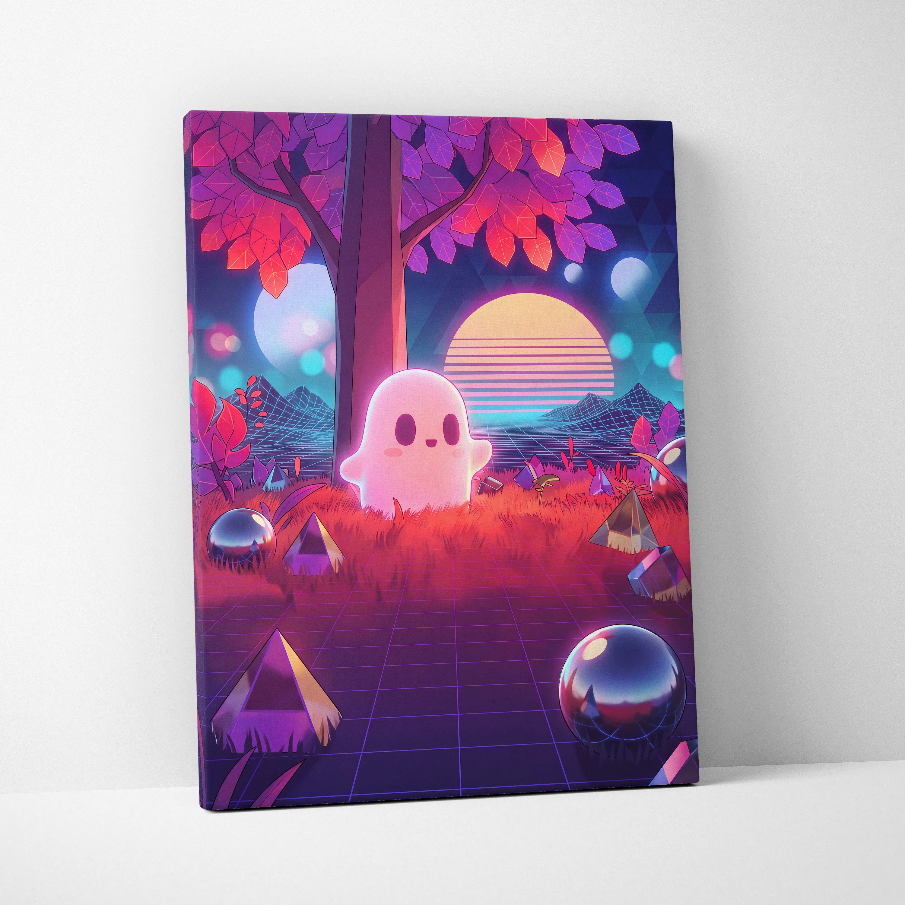 Vaporwave Neon Dream Canvas - Vaporwave Art Neon Pink Purple Blue Living Room Mood Dreamy Neon Atmosphere Decor