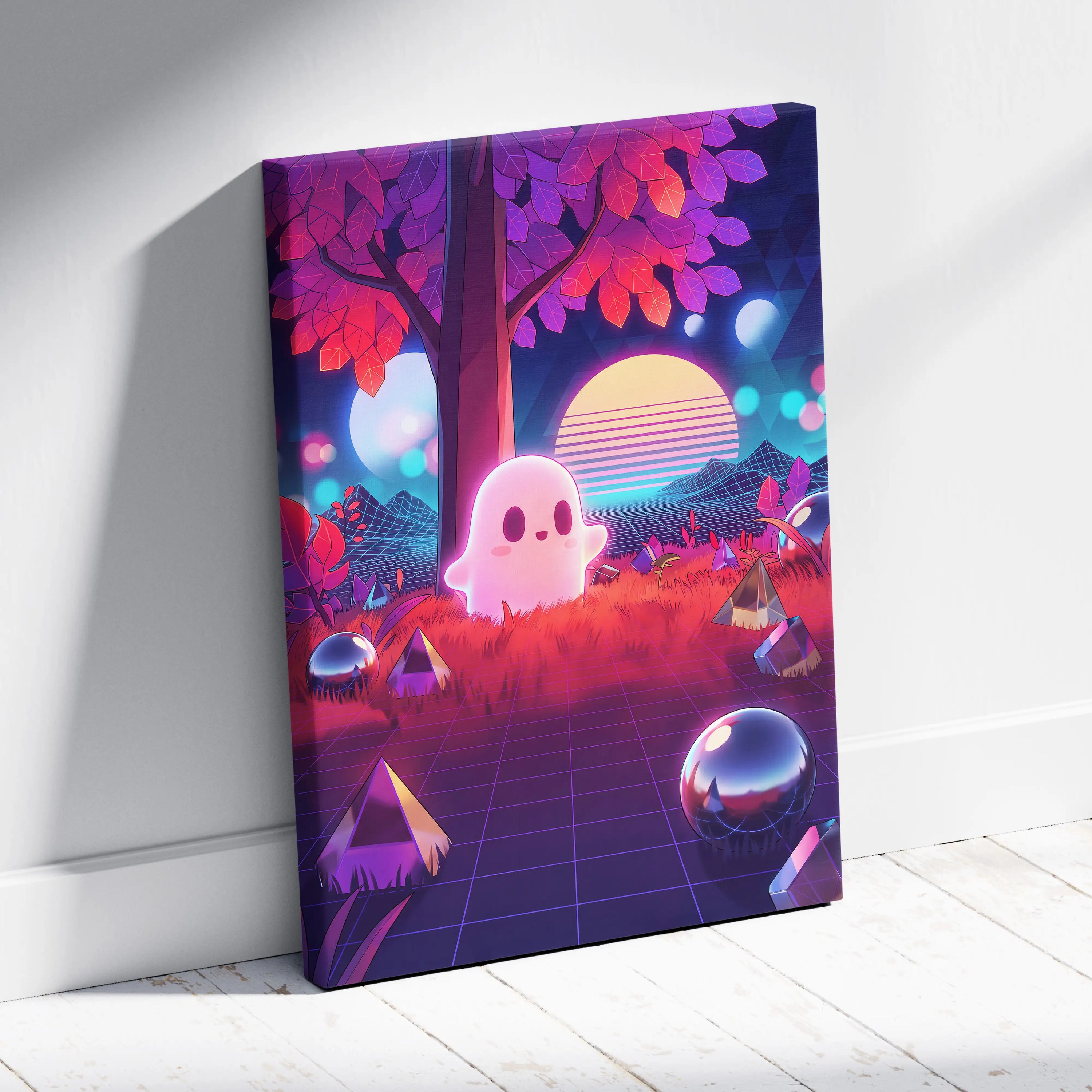 Vaporwave Neon Dream Canvas - Vaporwave Art Neon Pink Purple Blue Living Room Mood Dreamy Neon Atmosphere Decor