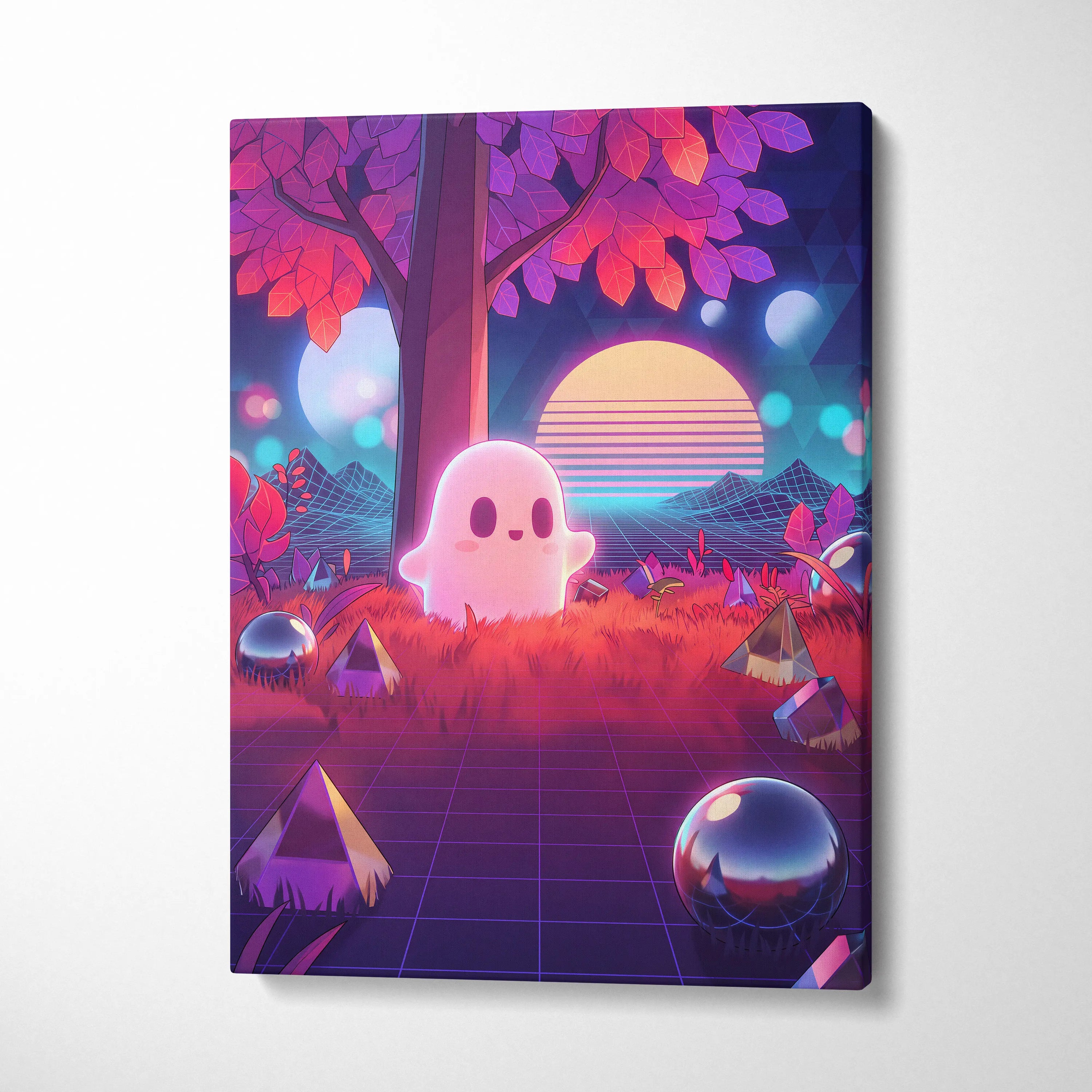 Vaporwave Neon Dream Canvas - Vaporwave Art Neon Pink Purple Blue Living Room Mood Dreamy Neon Atmosphere Decor
