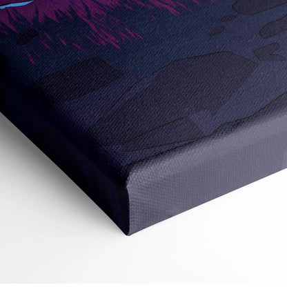 Vaporwave Torii Neon Dream - Torii Gate Neon Purple Blue Living Room Vaporwave Art Mood Dreamy Surreal Retro Futurism Wall Art Canvas Museum
