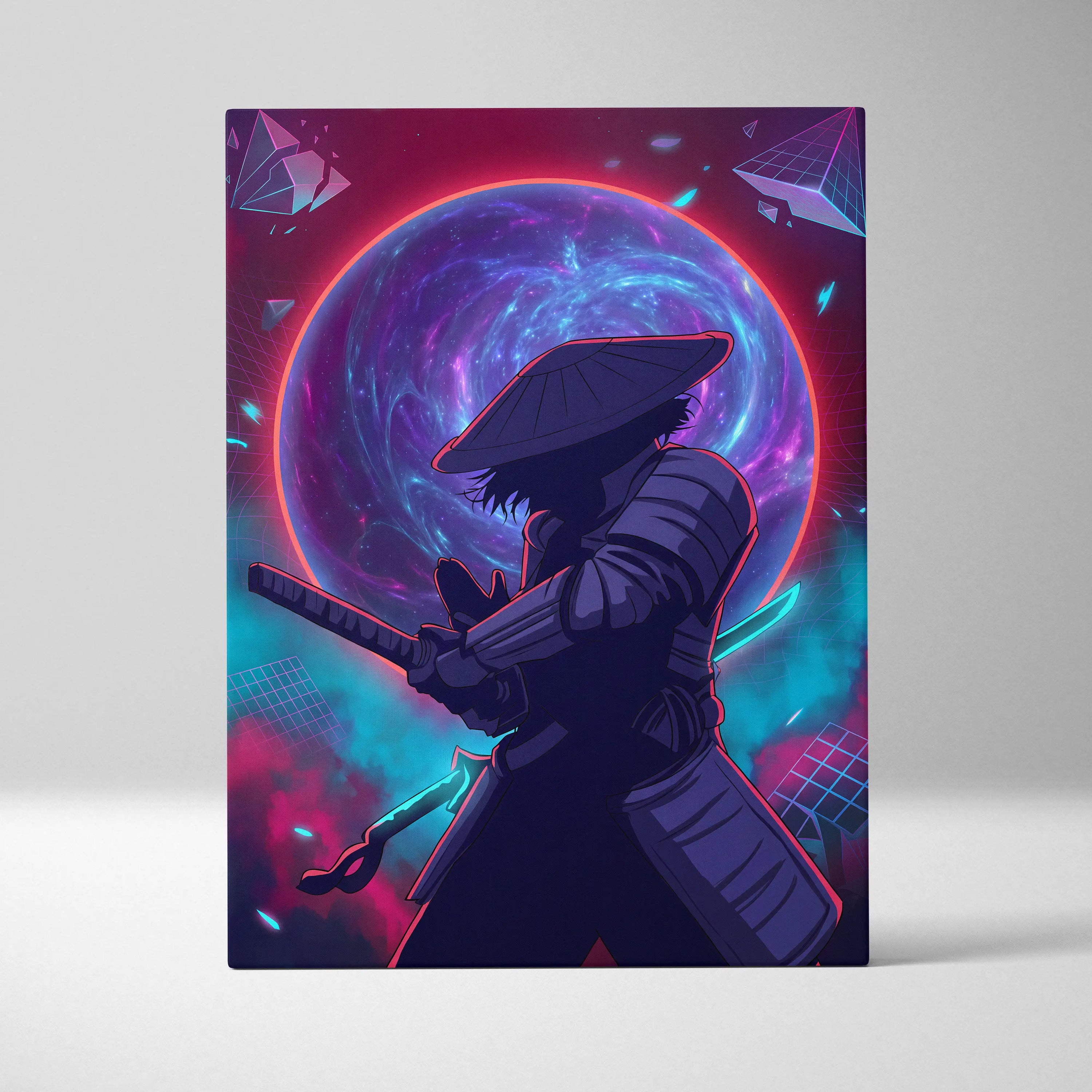 Vaporwave Fantasy Neon Cosmos Wall Art Canvas - Space Figure Neon Pink Purple Blue Living Room Art Vaporwave Mood Canvas