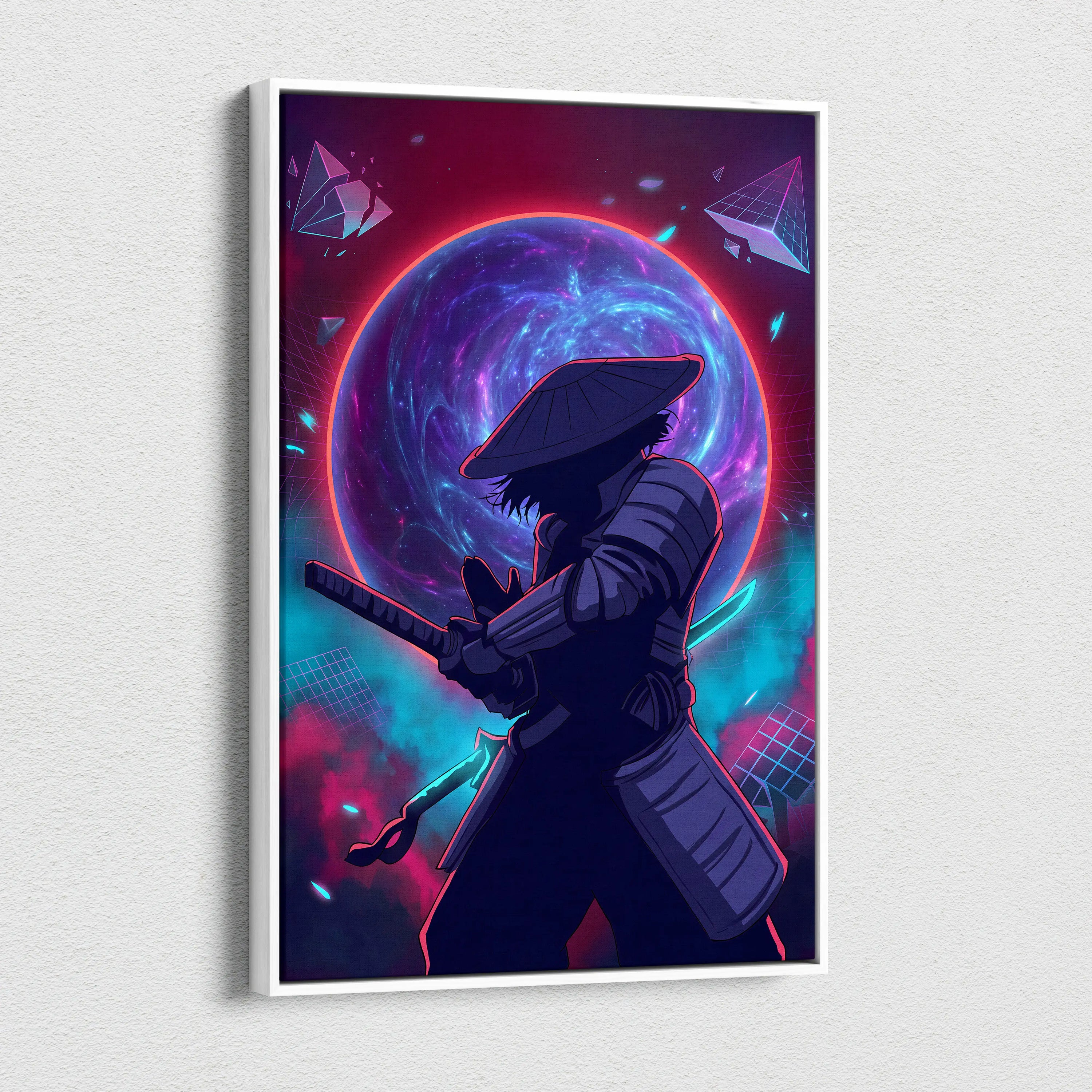 Vaporwave Fantasy Neon Cosmos Wall Art Canvas - Space Figure Neon Pink Purple Blue Living Room Art Vaporwave Mood Canvas