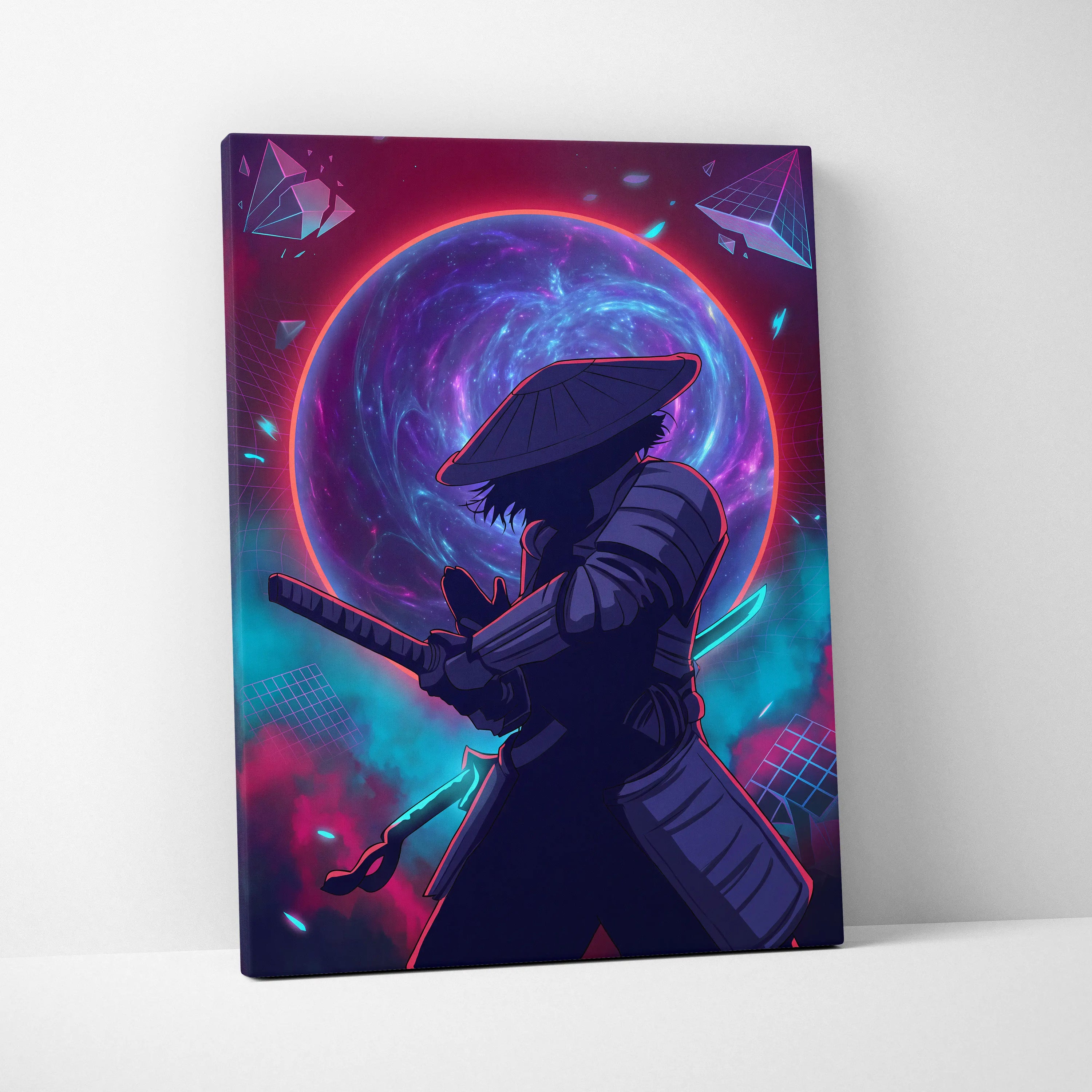 Vaporwave Fantasy Neon Cosmos Wall Art Canvas - Space Figure Neon Pink Purple Blue Living Room Art Vaporwave Mood Canvas