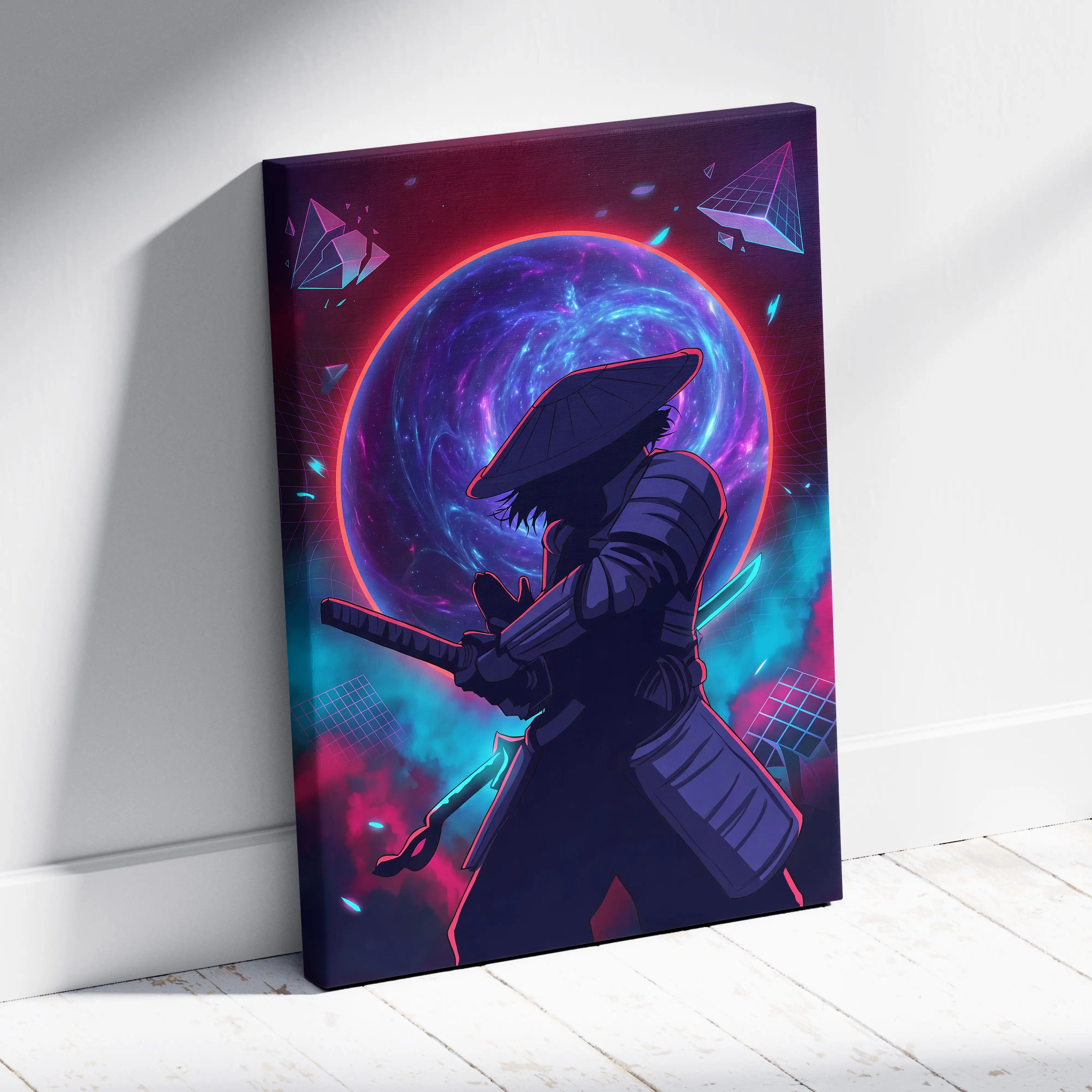 Vaporwave Fantasy Neon Cosmos Wall Art Canvas - Space Figure Neon Pink Purple Blue Living Room Art Vaporwave Mood Canvas