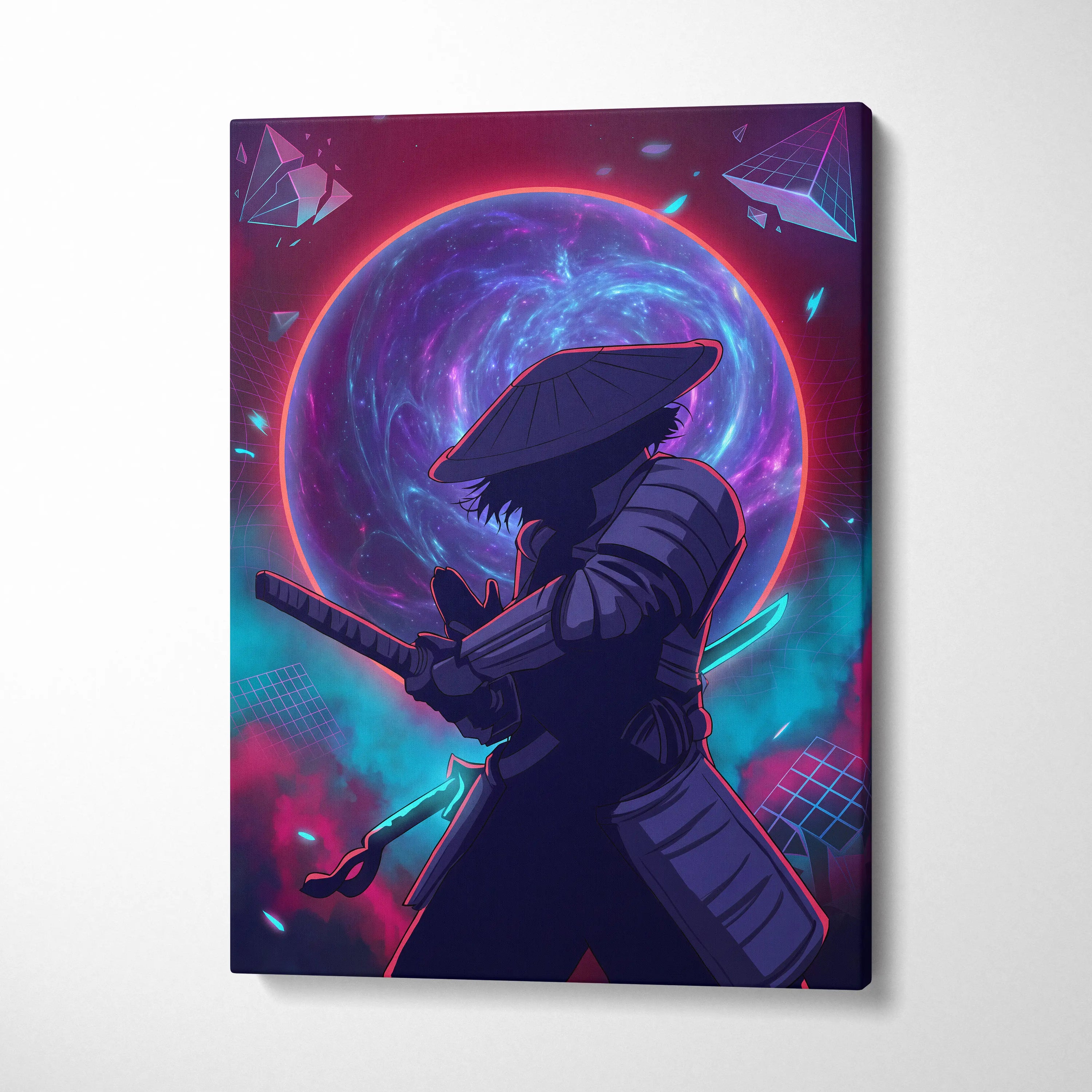 Vaporwave Fantasy Neon Cosmos Wall Art Canvas - Space Figure Neon Pink Purple Blue Living Room Art Vaporwave Mood Canvas