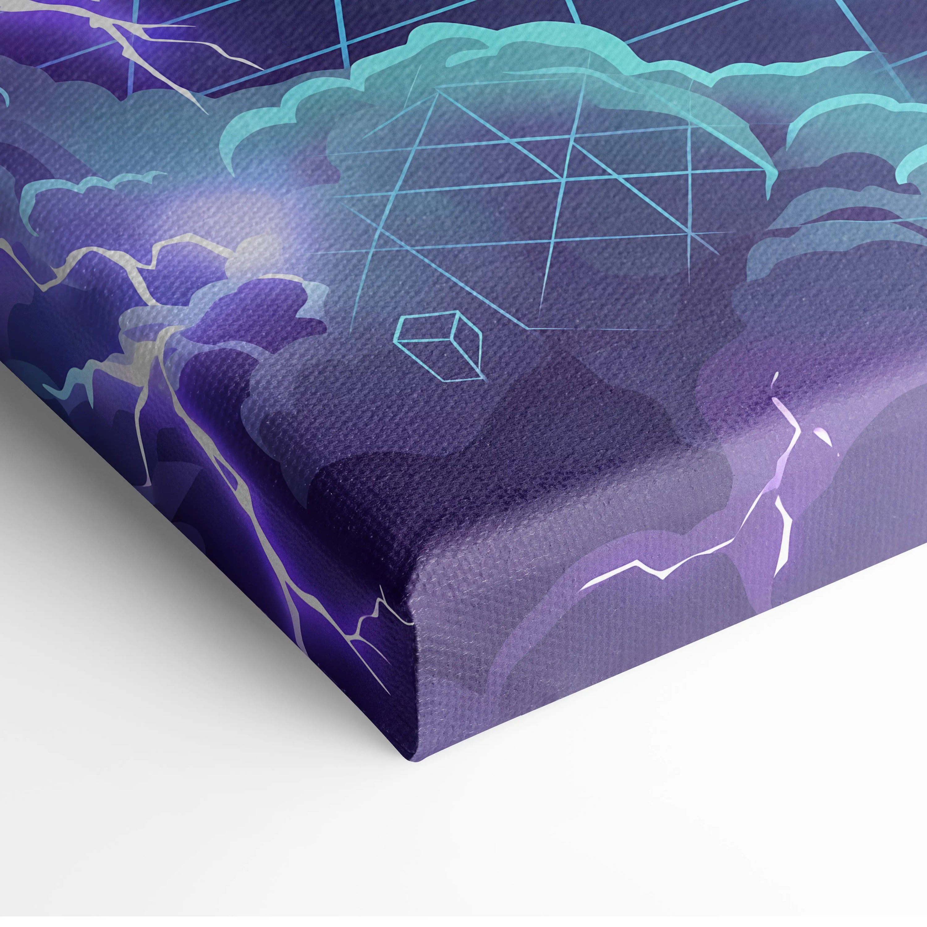 Vaporwave Neon Oracle Canvas - Vaporwave Oracle Neon Blue Purple Living Room Retrofuturism Mood Neon Wall Art Canvas